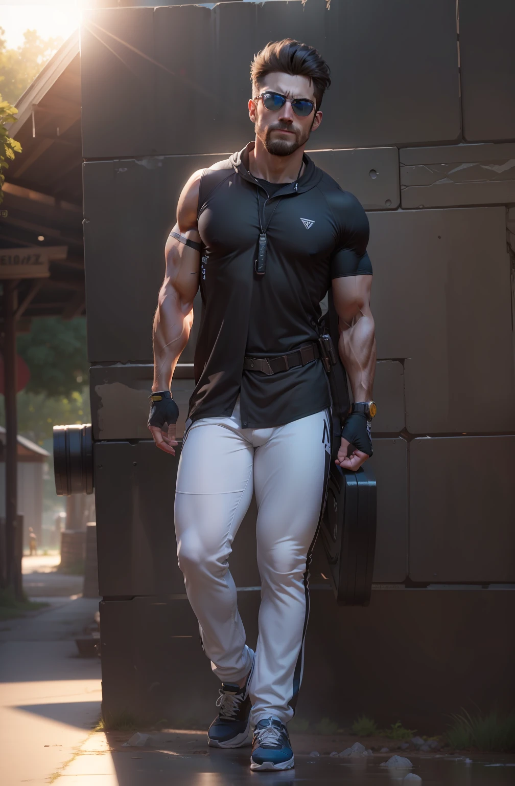 Biceps, hyper realistic, 8k, sun glasses,