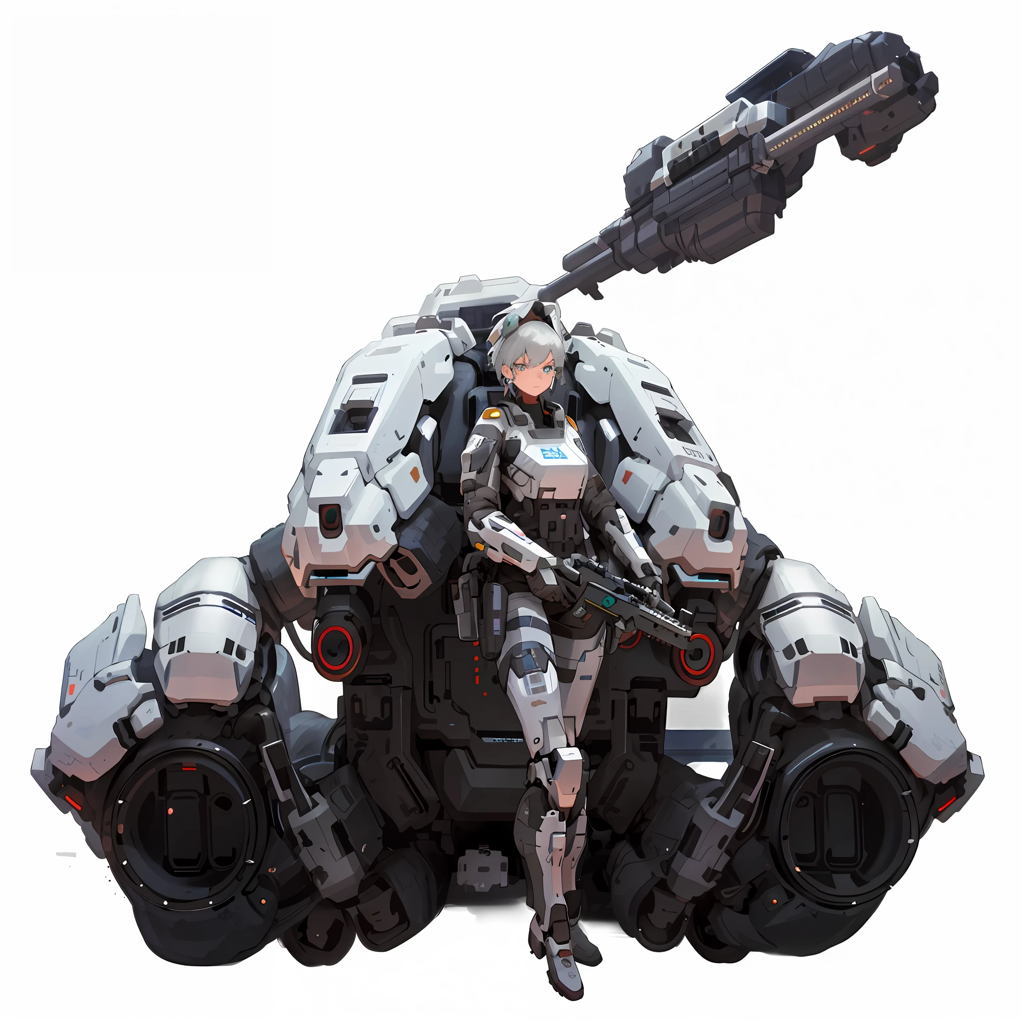 Close-up of a policewoman holding a gun in a car, ferra white mecha, sci fi female character, female mecha, clothed in sci-fi military armor, epic sci-fi character art, epic scifi character art, mechanized soldier girl, hawken, hard surface concept art, Retrato Armored Astronauta , scifi character render