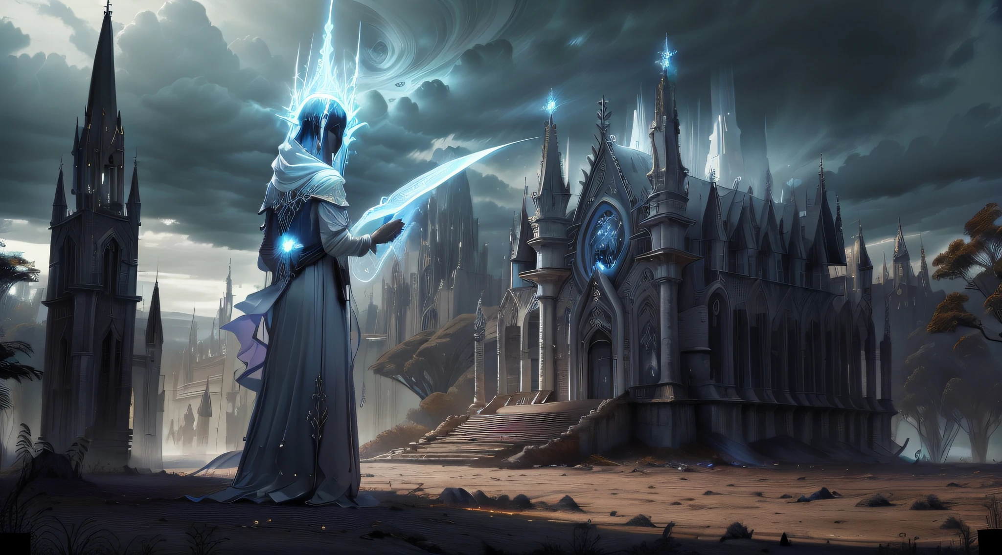 (melhor qualidade, obra-prima: 1.1), (realista: 1.4), "Crie uma imagem de um ceifador espectral, dressed in ethereal robes and bearing a gleaming sickle. His presence haunts the landscape, emanating an aura of mystery and transcendence between the worlds."