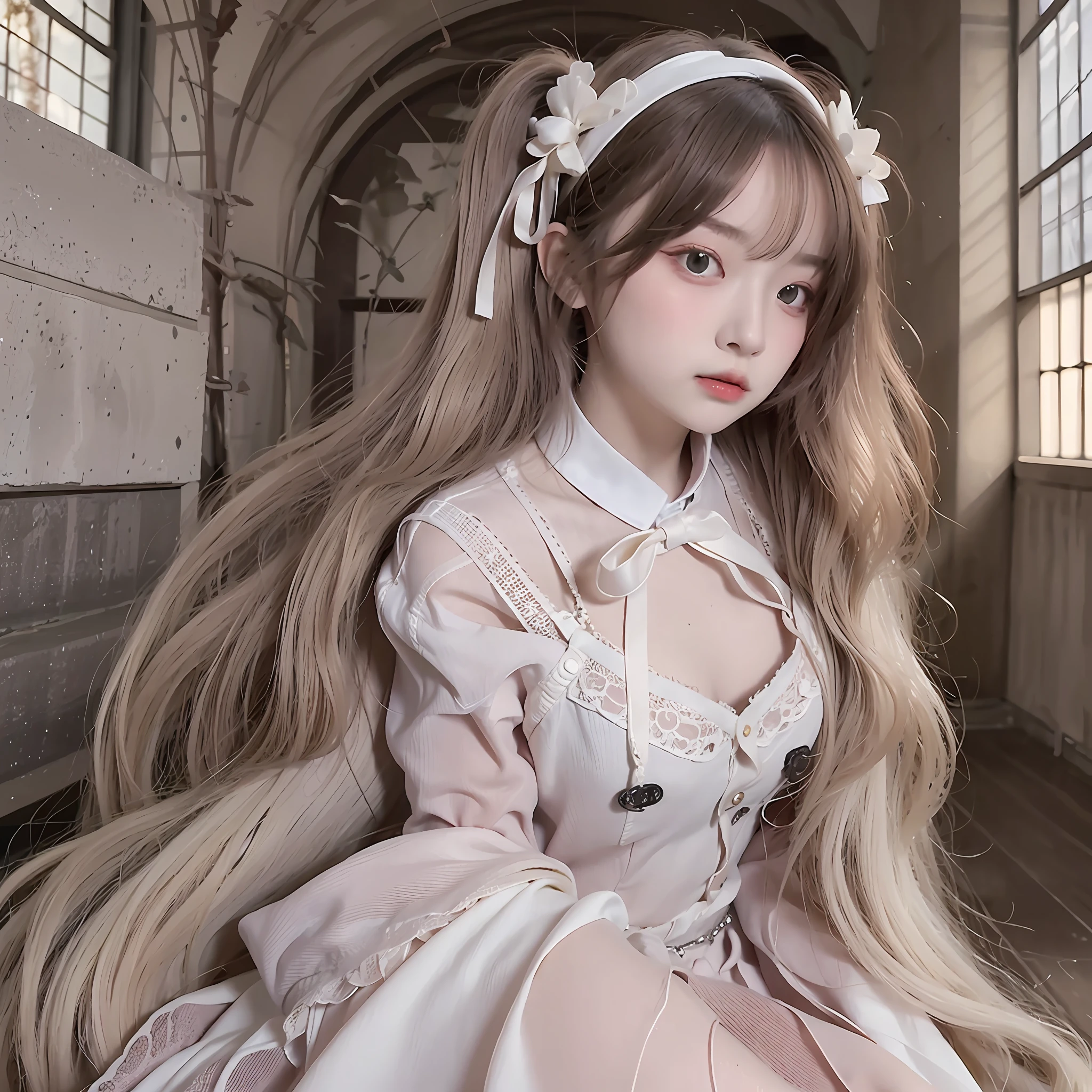 masterpiece, best quality, 1girl, solo, voxel art,
nuclear powerplant, white girl,
ivory hair, mauve eyes, upset,
absurdly long hair, low twintails,
cake dress, trim dress,
ribbon, Plant Hair Ornament , Pearls, Arm cuffs,
classic, medieval, noble