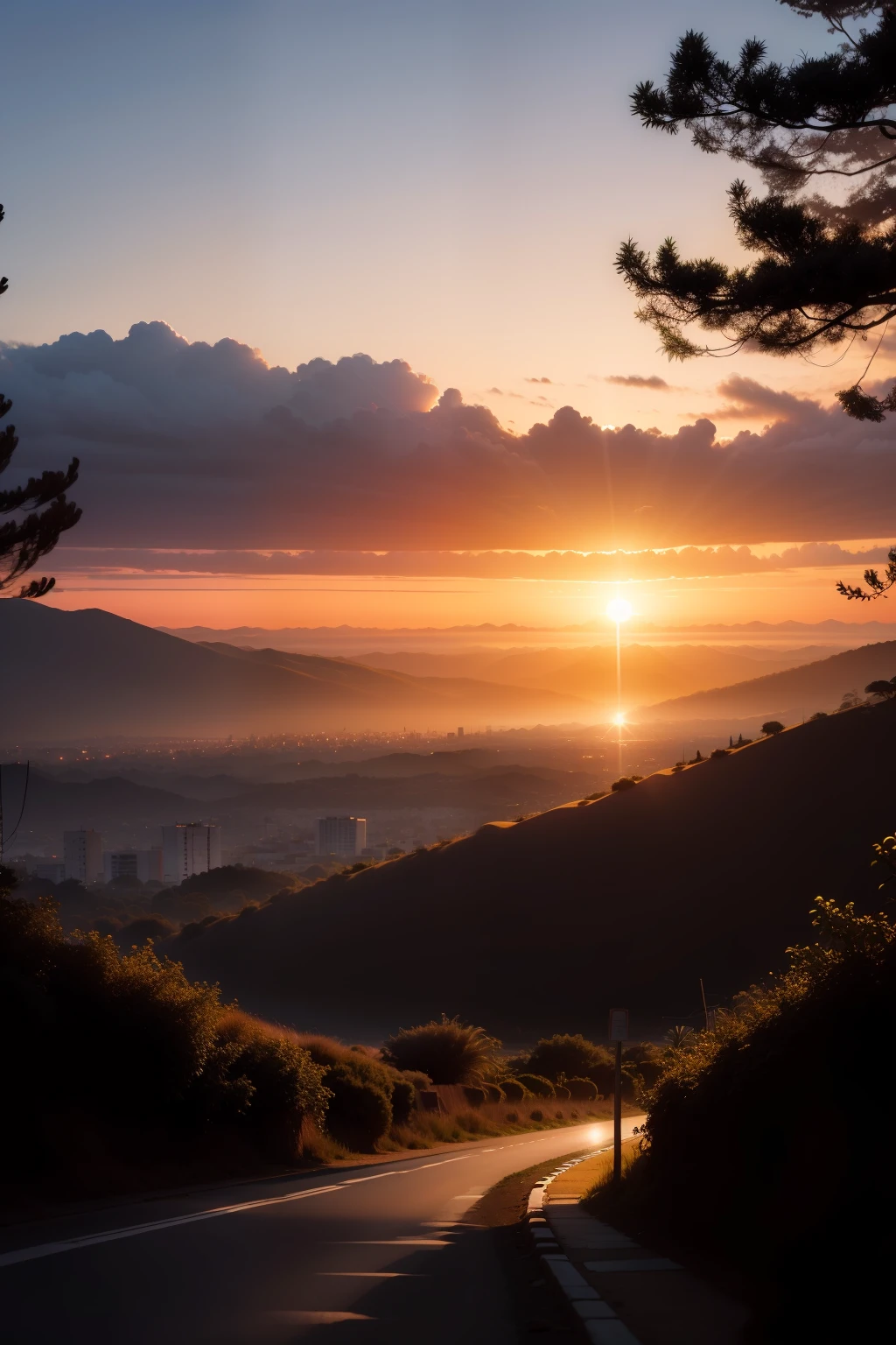 paisagem com o sol nascendo