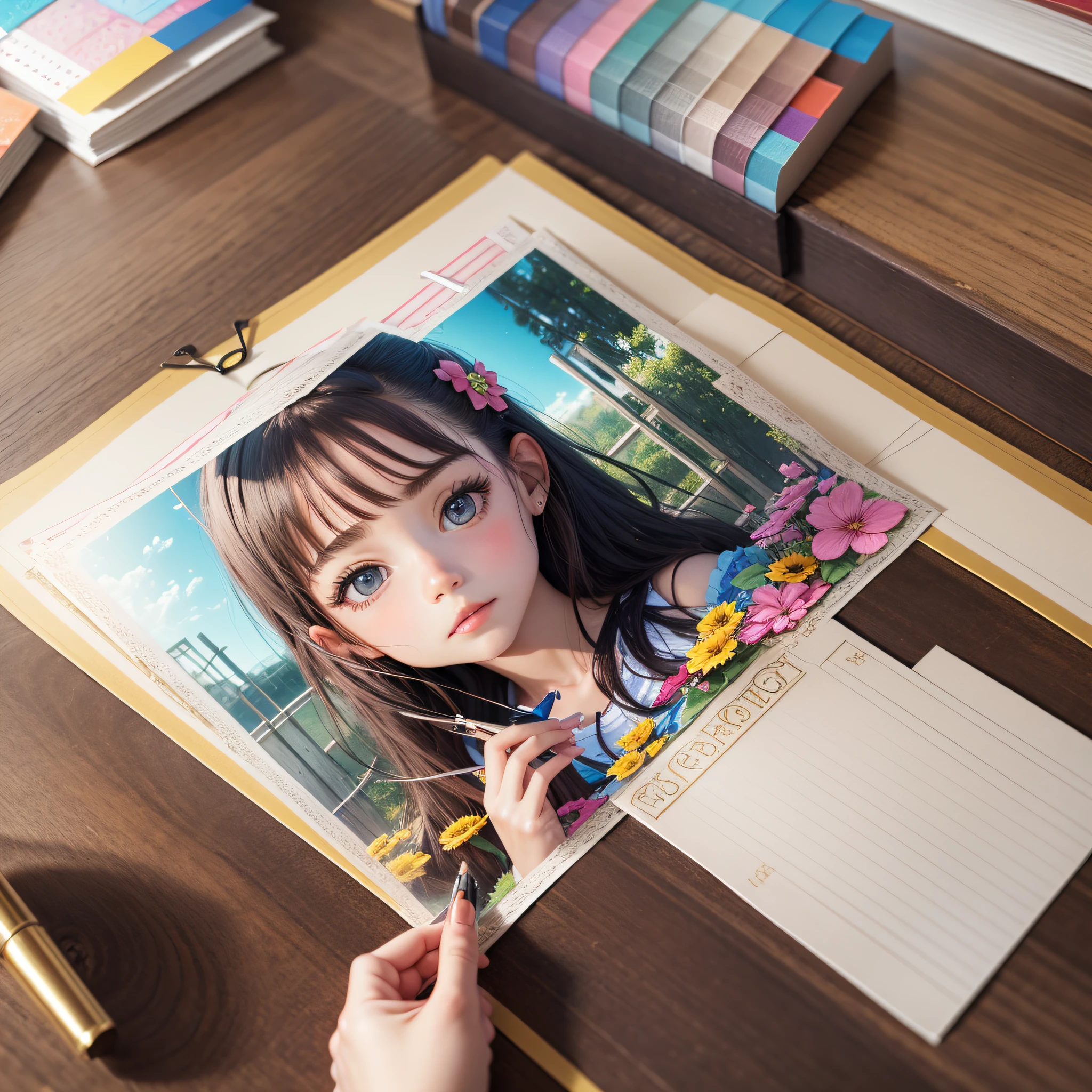 girl doing scrapbooking --auto --s2