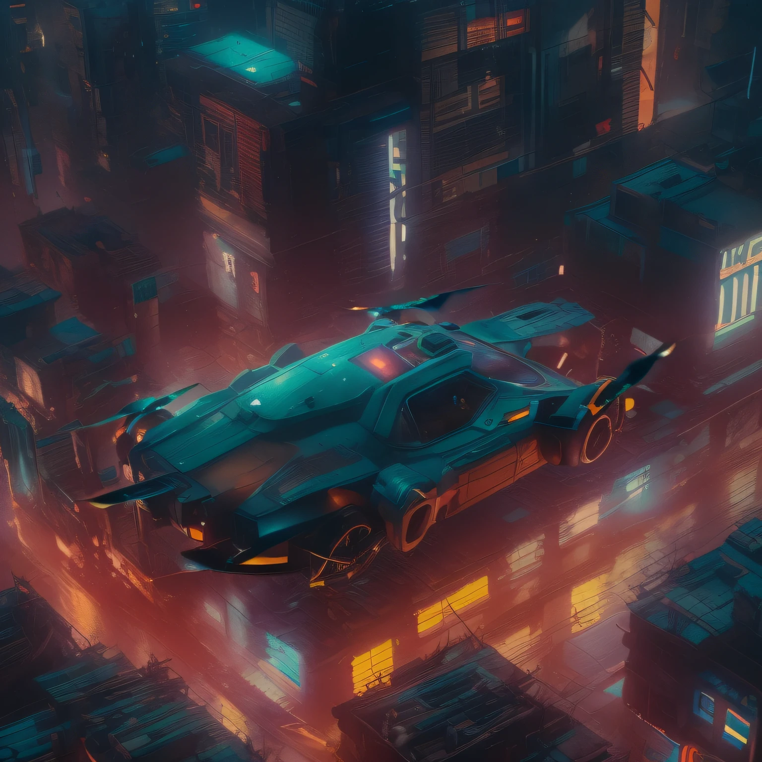 (masterpiece, ultra-high resolution:1.4) ,cityscape from above, (drone view:1.3), night, ad neon, rain (Extremely Detailed Oil Painting:1.2), glow effects, godrays, Hand drawn, render, 8k, octane render, cinema 4d, blender, dark, atmospheric 4k ultra detailed, cinematic sensual, Sharp focus, humorous illustration, big depth of field, Masterpiece, colors, 3d octane render, 4k, concept art, trending on artstation, hyperrealistic, Vivid colors, extremely detailed CG unity 8k wallpaper, trending on ArtStation, trending on CGSociety, Intricate, High Detail, dramatic, (blade runner flying car:1.3)