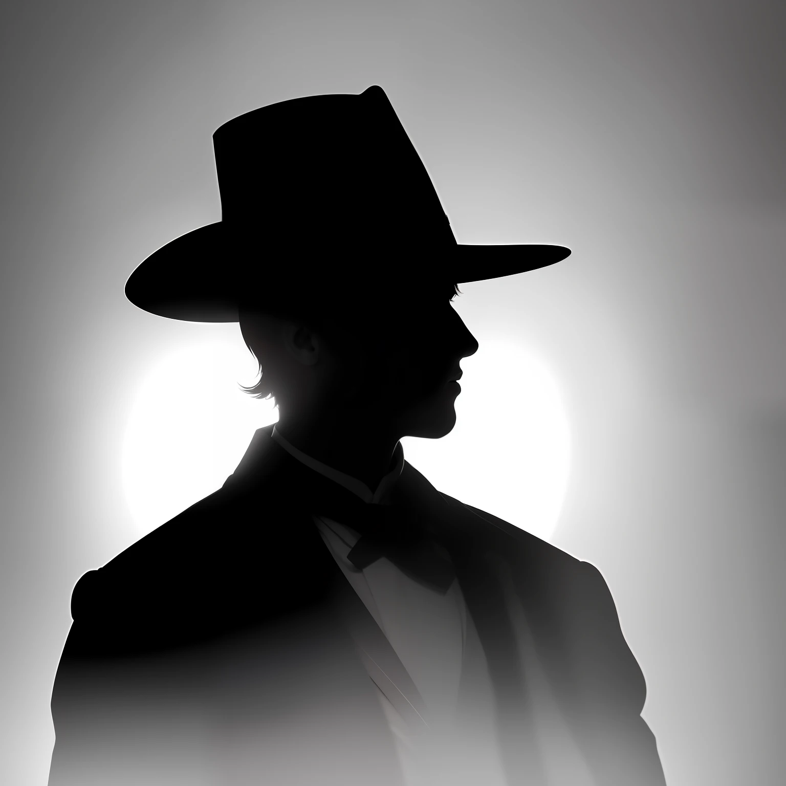 silhouette of a man in a hat and jacket standing in front of a white background, silhouette of a man, silhouette of man, character silhouette, silhouette, silhouette!!!, silhoutte, silhouette :7, black silhouette, profile pose, detailed silhouette, human silhouette, stylized silhouette, silhouetted, single silhouette figure, profile posing, anthropomorphic silhouette