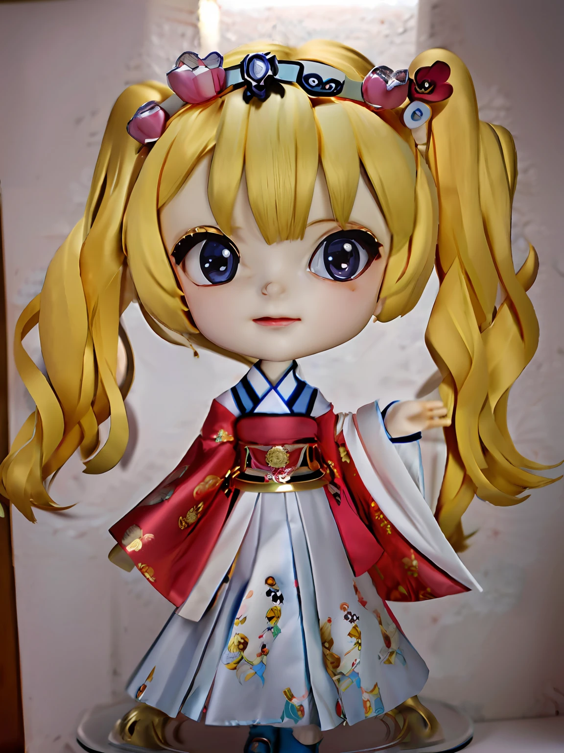 Draw a girl with blonde hair and a red cape, inspired by Takehisa Yumeji, Anime princess, an anime drawing, traditional art, anime chibi, blond-haired princess, in an anime style, up of young anime girl, color drawing, In a Japanese anime style, chibi girl, Inspired by Yang Buzhi, An anime girl, In anime style