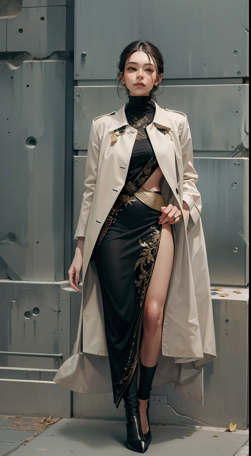 Beautiful woman in intricate Minimalist and Edgy Outfit
