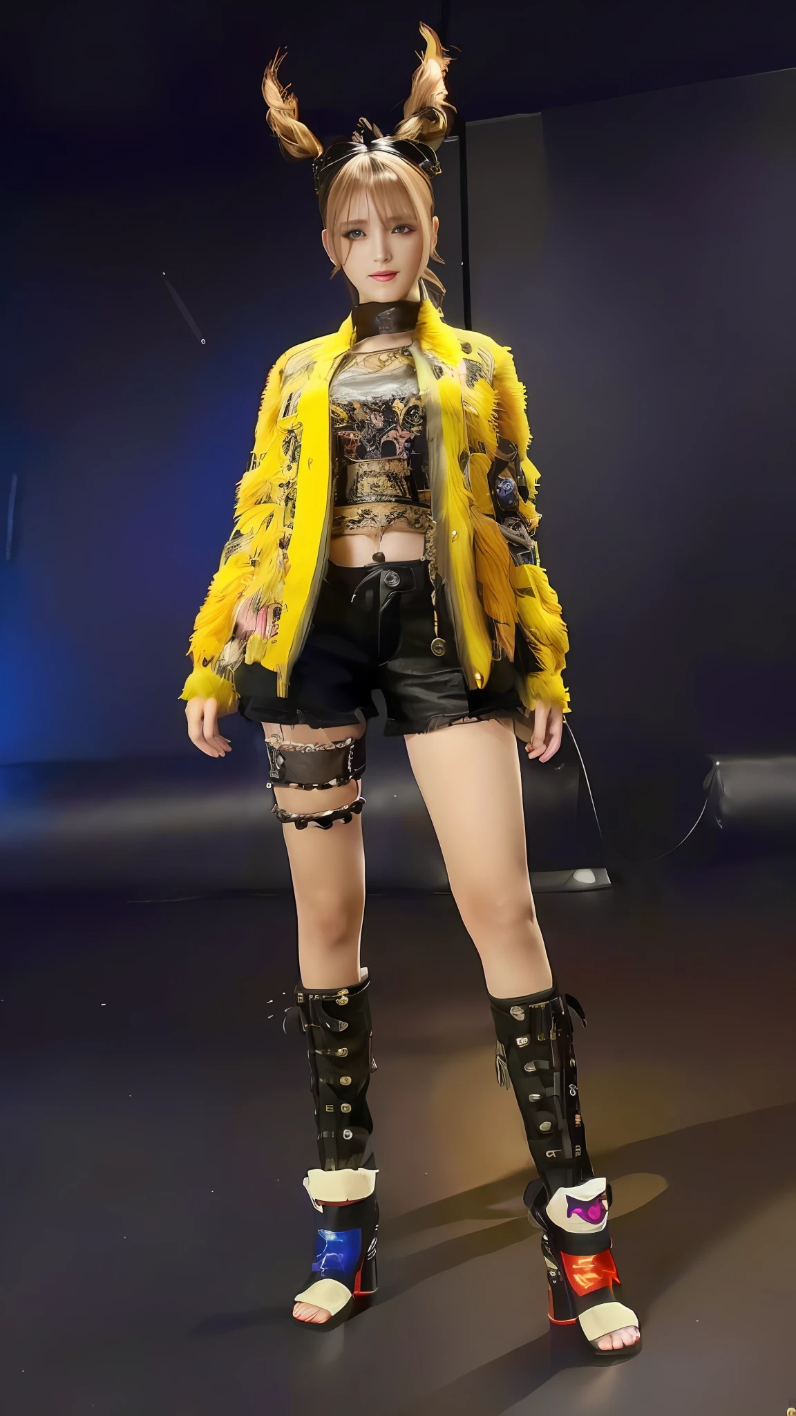 fashion gameplay screenshot, hair gameplay screenshot, (8k, best quality, masterpiece:1.2), (realistic, photo-realistic:1.37), ultra-detailed, 1 girl,cute, solo, full body!! maximalist details