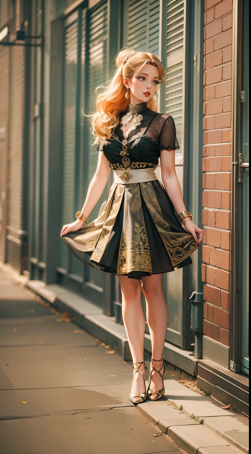 Beautiful woman in intricate Vintage Pin-Up Chic Outfit