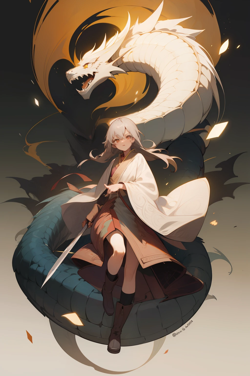 The two parts are naturally connected,White black connection,The transition is natural,a dragon,Black and white dragon body,Don't break it