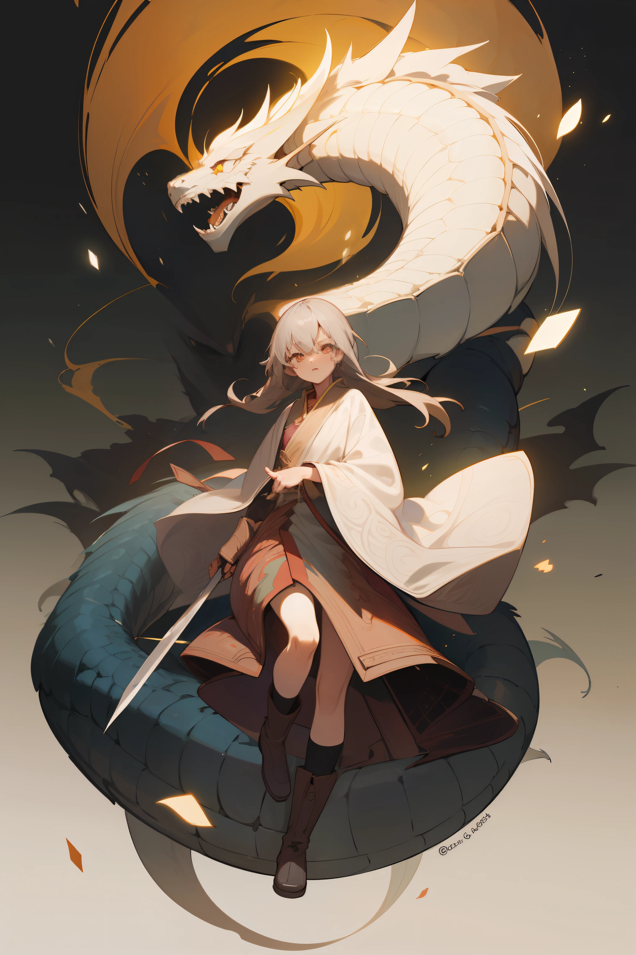 The two parts are naturally connected,White black connection,The transition is natural,a dragon,Black and white dragon body,Don't break it