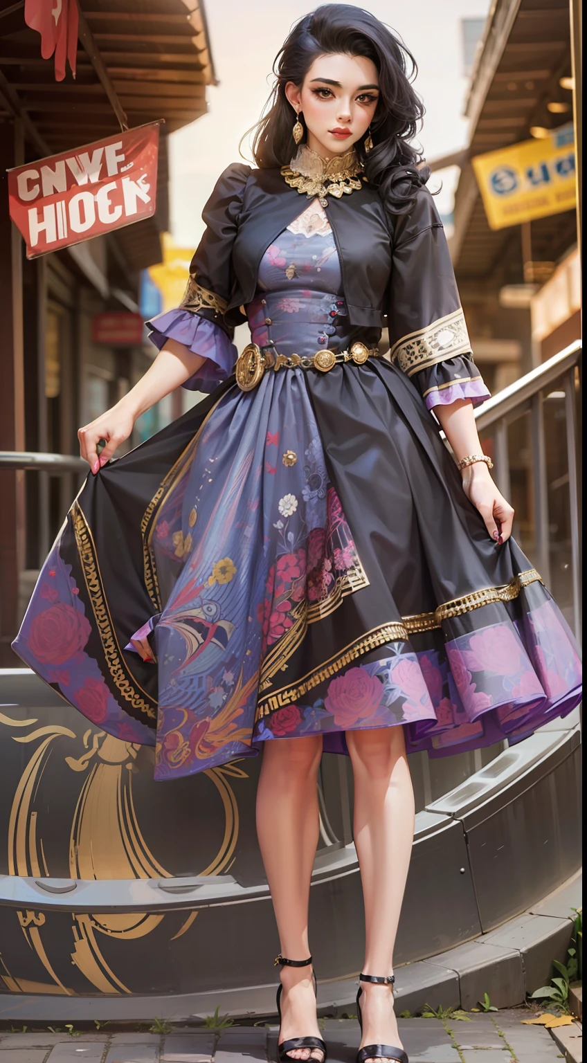 Beautiful woman in intricate Modern Vintage Rockabilly Outfit
