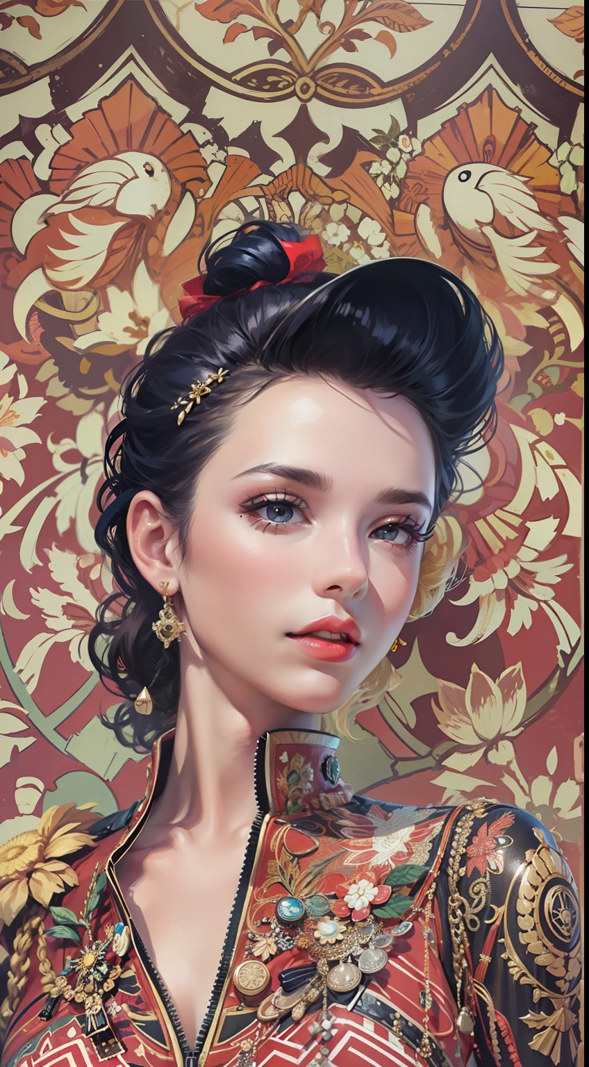 Beautiful woman in intricate Modern Vintage Rockabilly Outfit