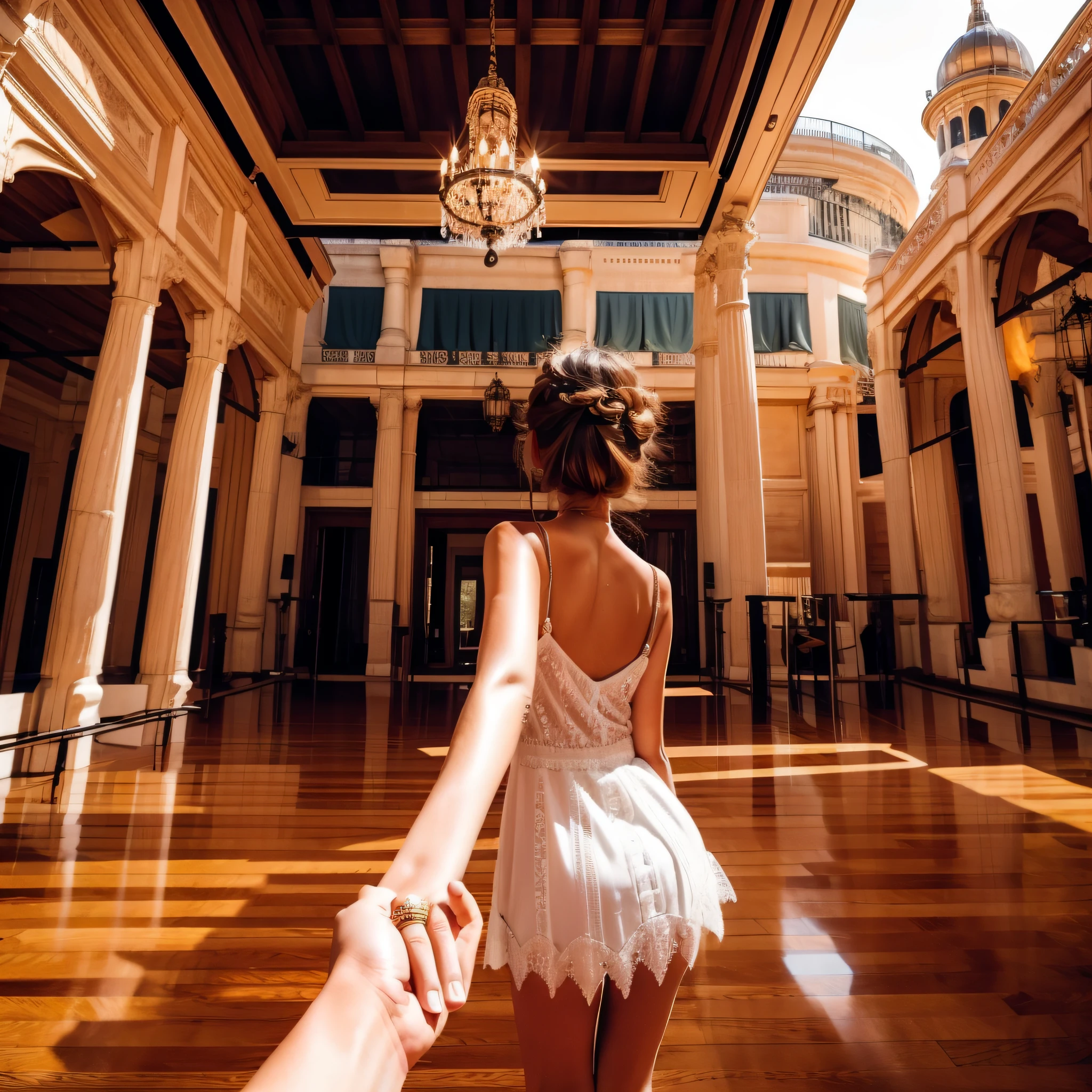 1girl, ultra detailed, highres, masterpiece,
by_style, bf_holding_hands, 1girl holding hands with viewer, walking in the palace,