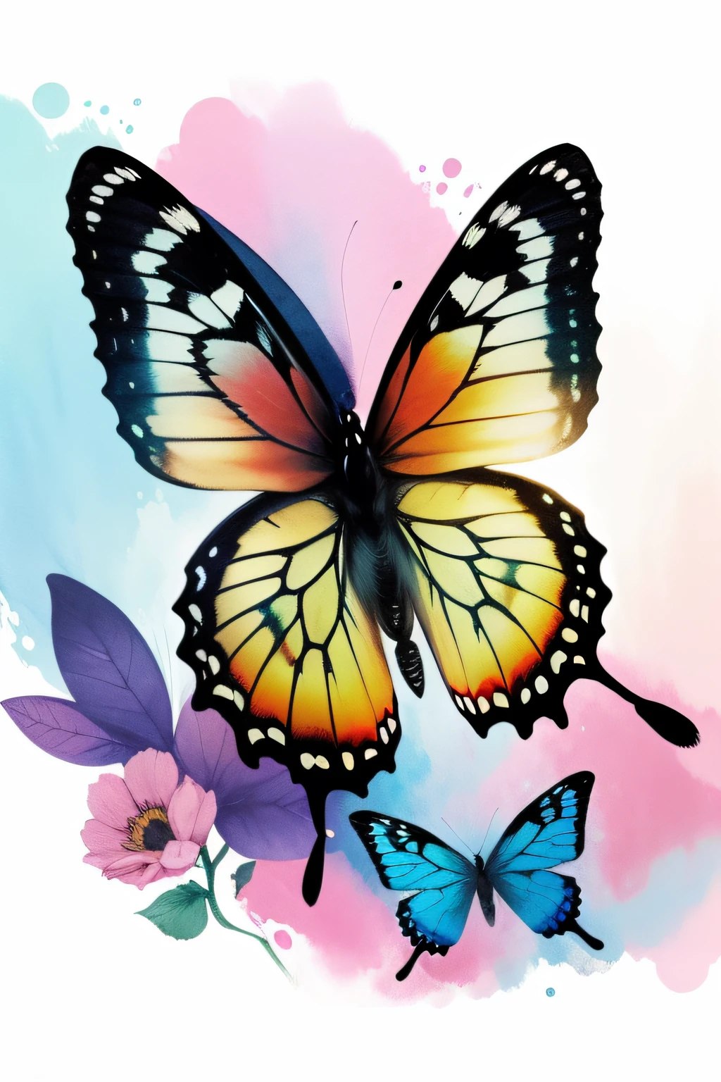 crie imagens butterfly no formato aquarela para capas de agendas