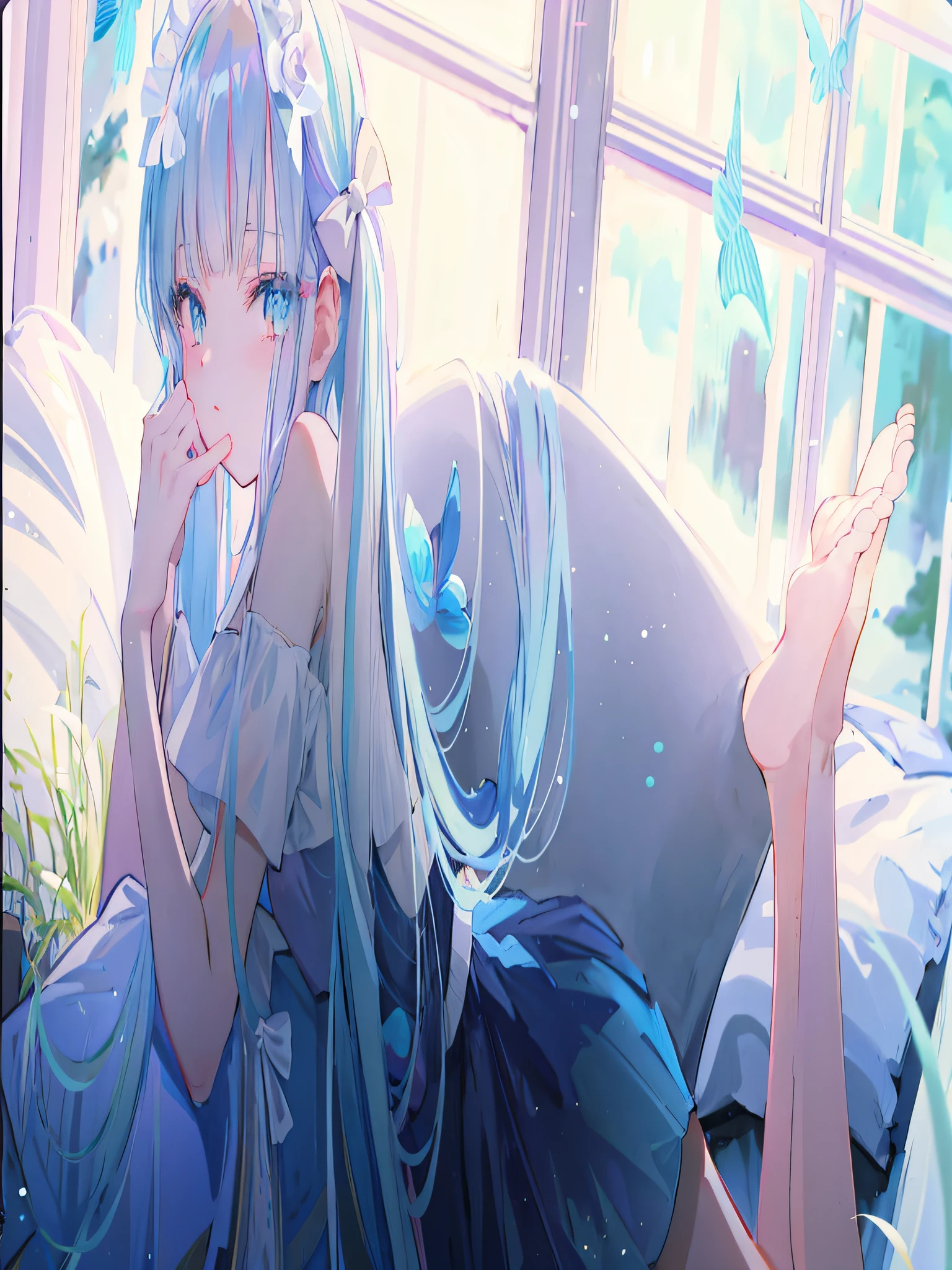 Anime girl with long blue hair lying on bed, Anime art wallpaper 8 K, Anime art wallpaper 4k, Anime art wallpaper 4 K, Beautiful anime artwork, 4K anime wallpaper, nightcore, Anime wallpaper 4 k, style of anime4 K, Anime wallpaper 4K, Beautiful anime art, anime girl desktop background, Beautiful anime, beautiful fantasy anime, Beautiful anime girl