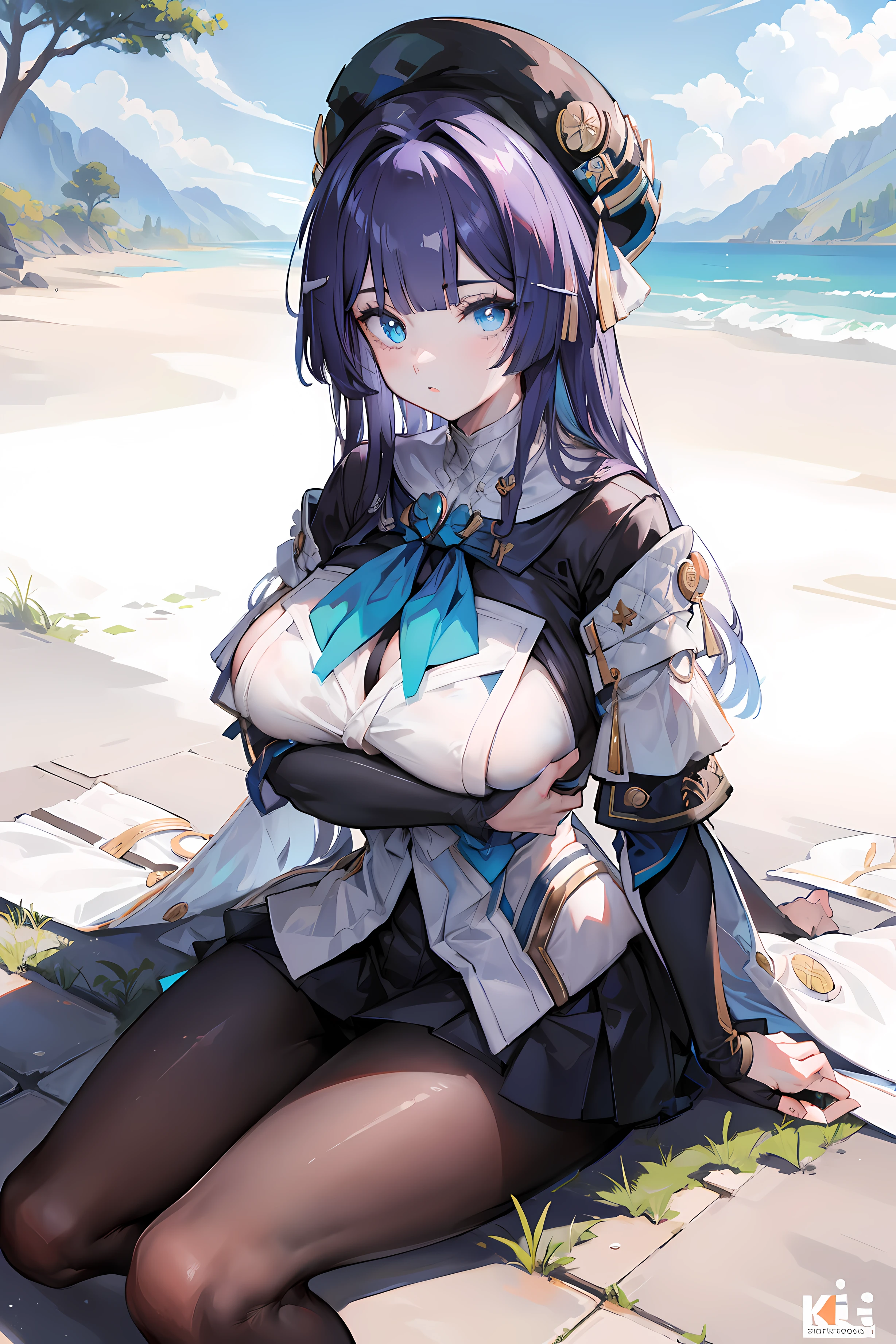 (masterpiece),best quality, expressive eyes, perfect face, 1girl,
big breast, H-cup, good breast, beautiful, gorgeous,anime,girl,lora, PelaV4, pantyhose, w sitting,w sitting on ground, legs on ground,arms between legs,both arms between legs,hands between thighs