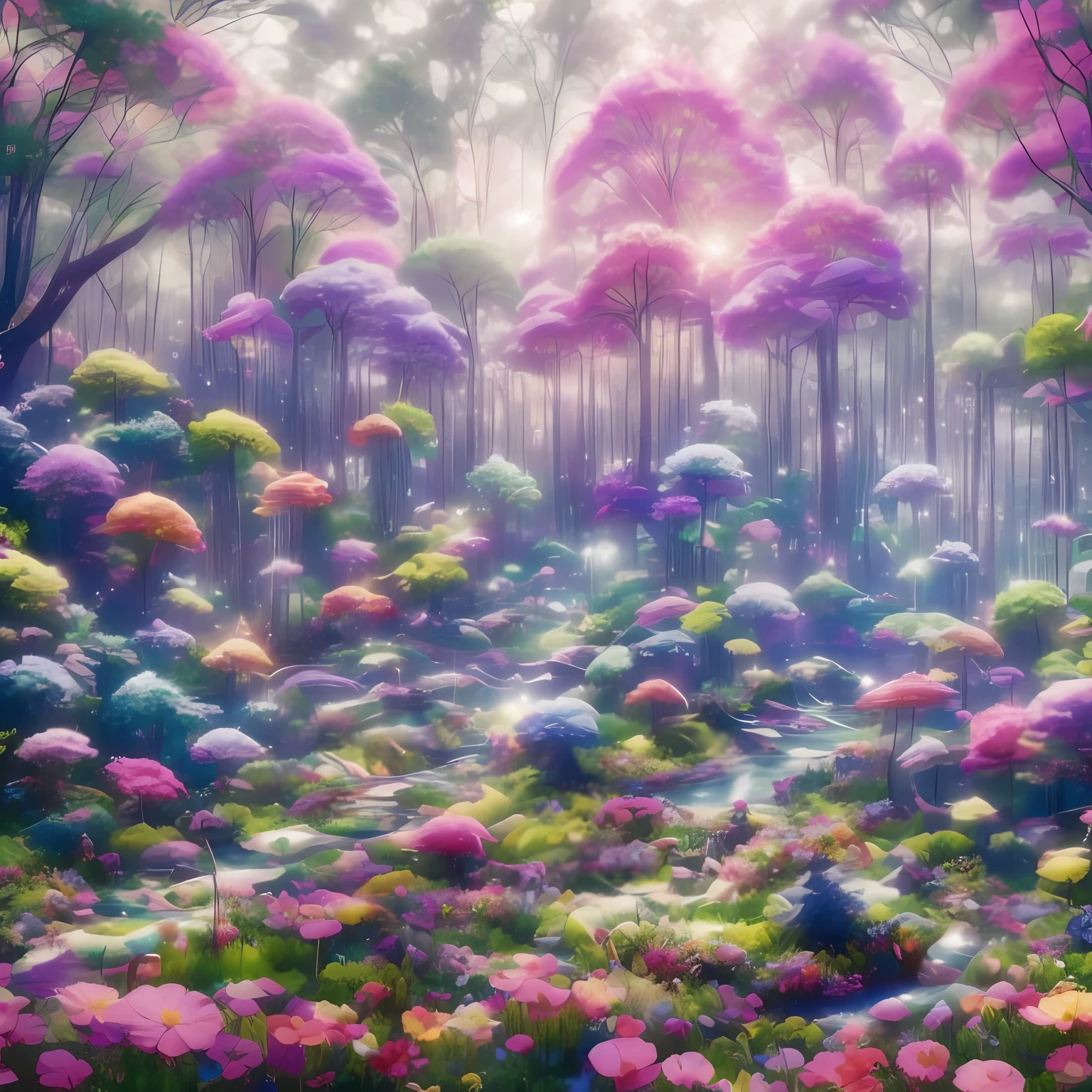 wonderland forest fantasy elements chaos giant flowers porcelain teapots tall trees --auto --s2