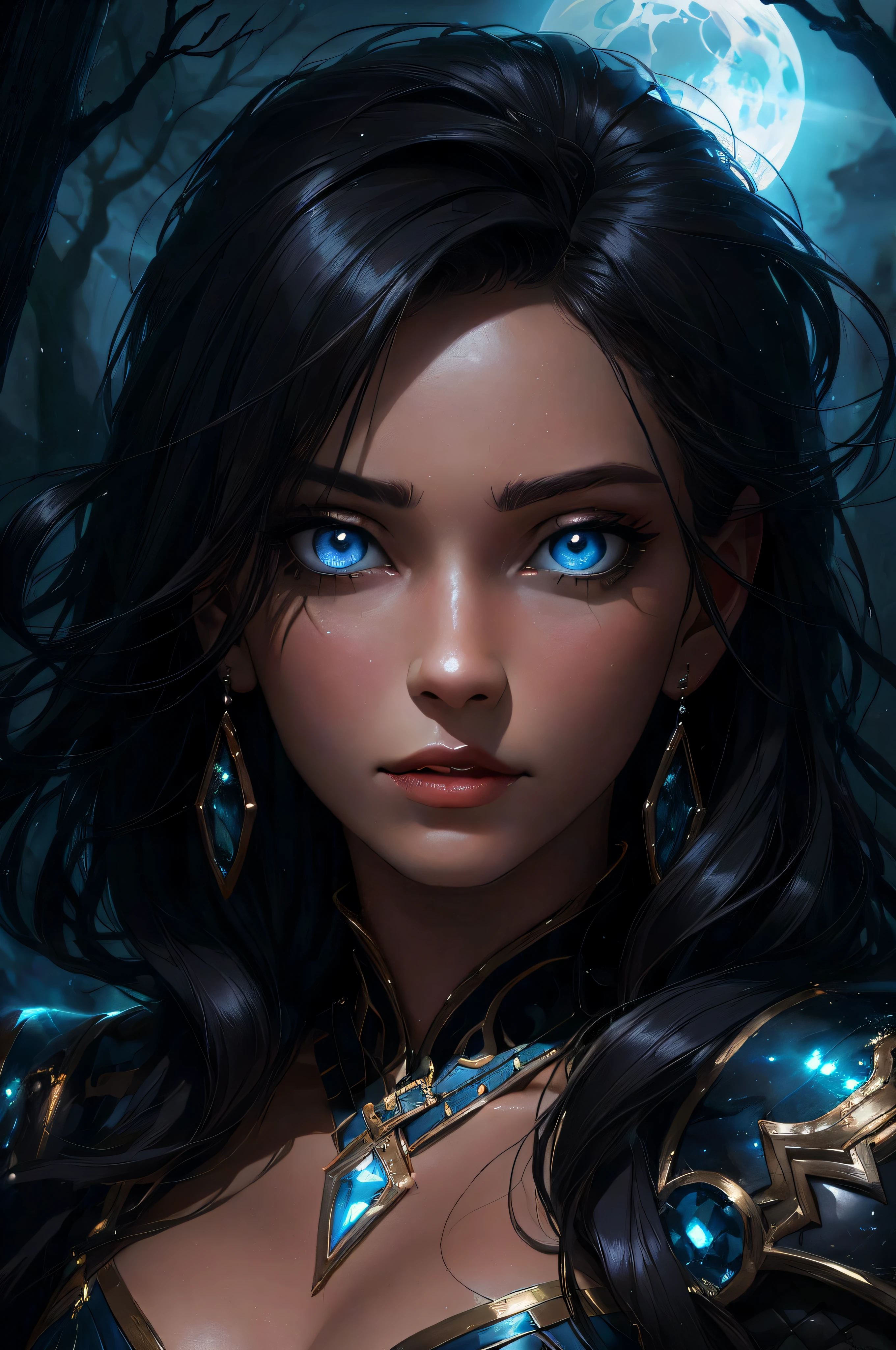 Un primer plano de una mujer con ojos azules y una espada, Fantasy art style, Detailed Matte Fantasy Portrait, 4K fantasy art, fantasy concept art portrait, epic fantasy art style, Detailed fantasy art, Epic Fantasy Art Style HD, Artgerm detallado, Fantasy Art Portrait, epic fantasy digital art style, epic fantasy art portrait, Neoartcore y Charlie Bowater
