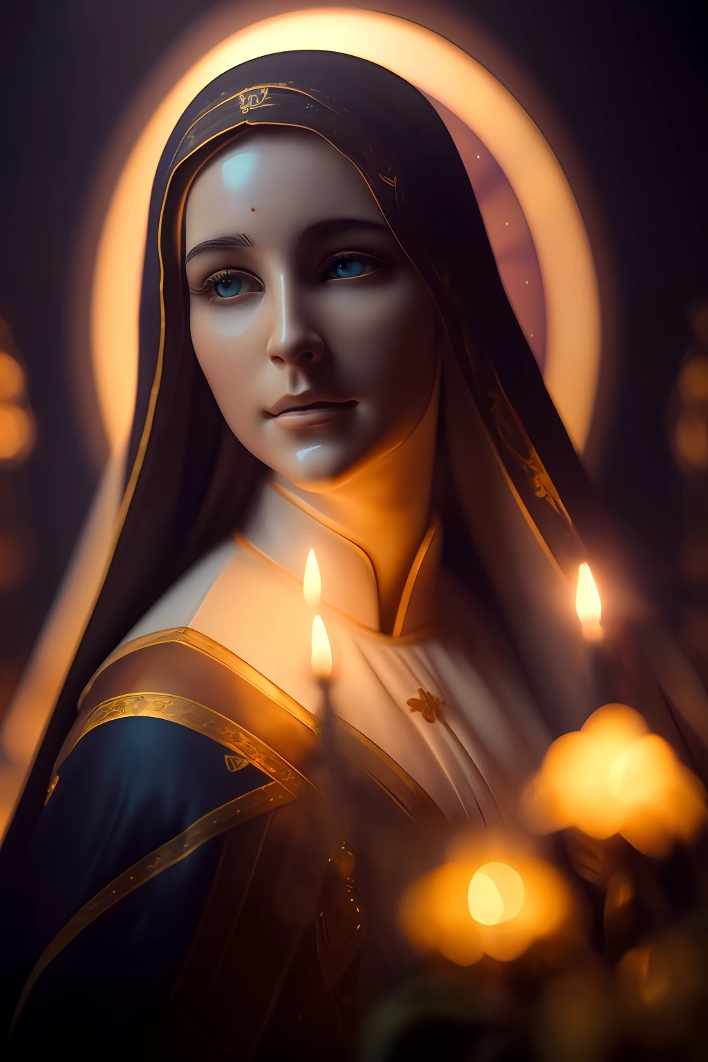 (((Blessed Virgin Mary))) Obra maestra, (La mejor calidad: 1.2), (super fine: 1.2), illustration, (extremadamente delicado y hermoso: 1.2), movie angle, flotante, (Hermoso ojo de detalle: 1.1), (detalle luz: 1.1), Movie Lights, Cielo delicado, ojos azules, (Cola de caballo alta: 1.1), capa, ojuelos, (luna: 1. 2), (Luz de la luna: 1.1), cielo estrellado, (light particles: 1.1) dibujo, flor. (Obra maestra), (La mejor calidad), (fotorrealista:1.3), 8k, Textura detallada de la piel, Textura detallada de la tela, Hermosa cara detallada, Detalles intrincados, Ultra detallado (cuerpo de cuerpo entero:1.2)