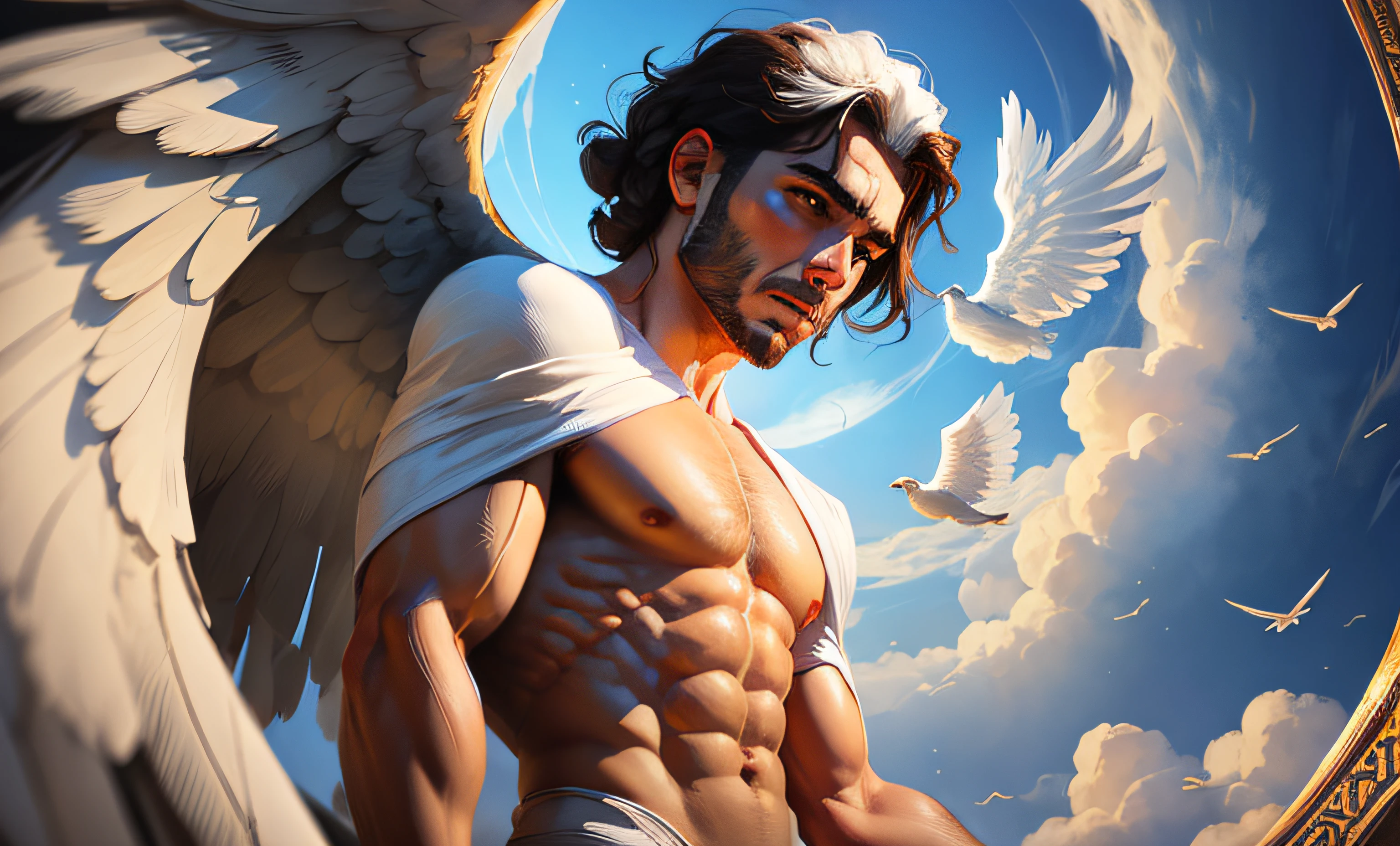 a greek man angel in heaven