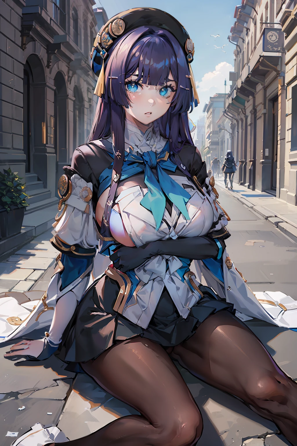 (masterpiece),best quality, expressive eyes, perfect face, 1girl,
big breast, H-cup, good breast, beautiful, gorgeous,anime,girl,lora, PelaV4, pantyhose, w sitting,w sitting on ground, legs on ground,arms between legs,both arms between legs,hands between thighs
