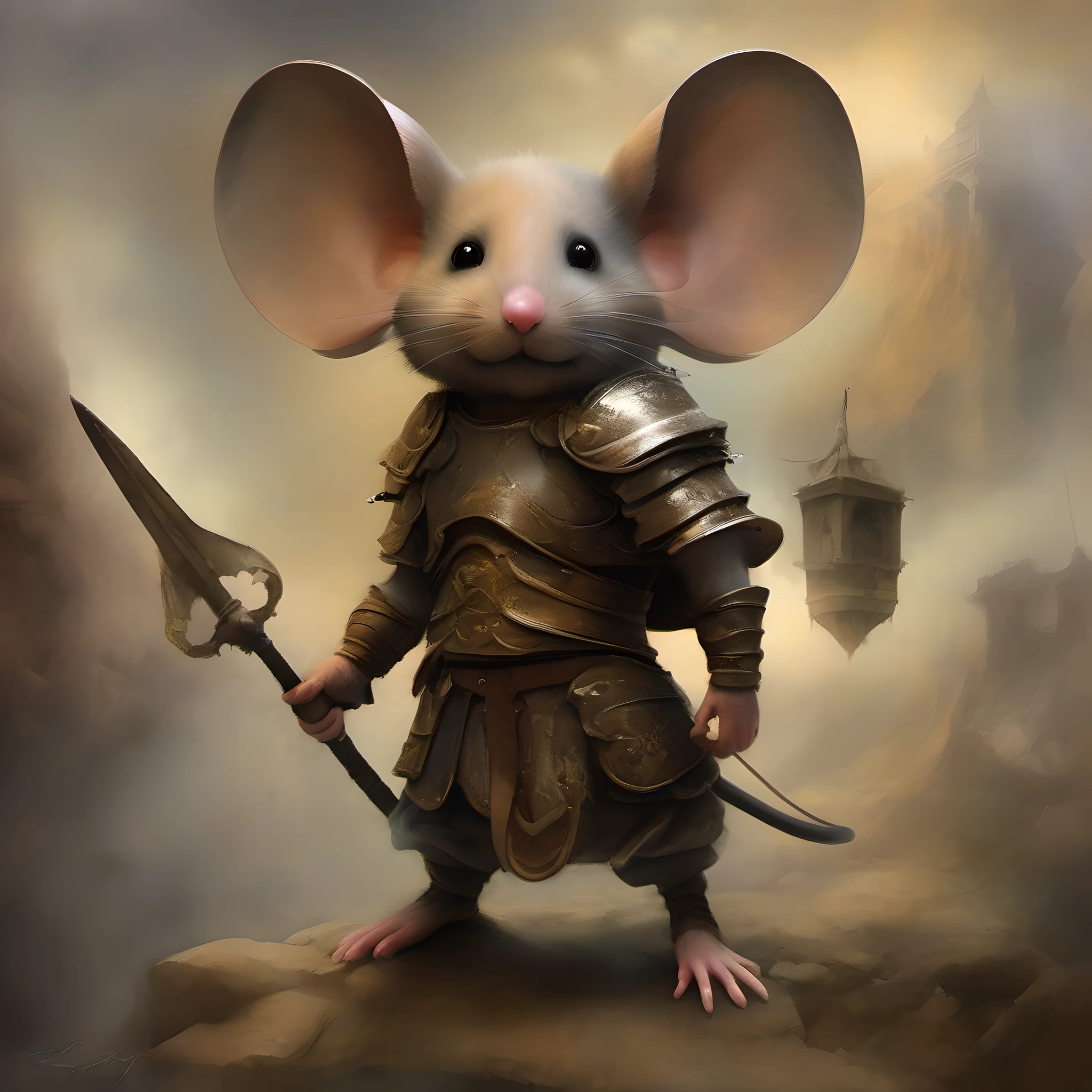 Gladiator mouse, style of Kim Keever