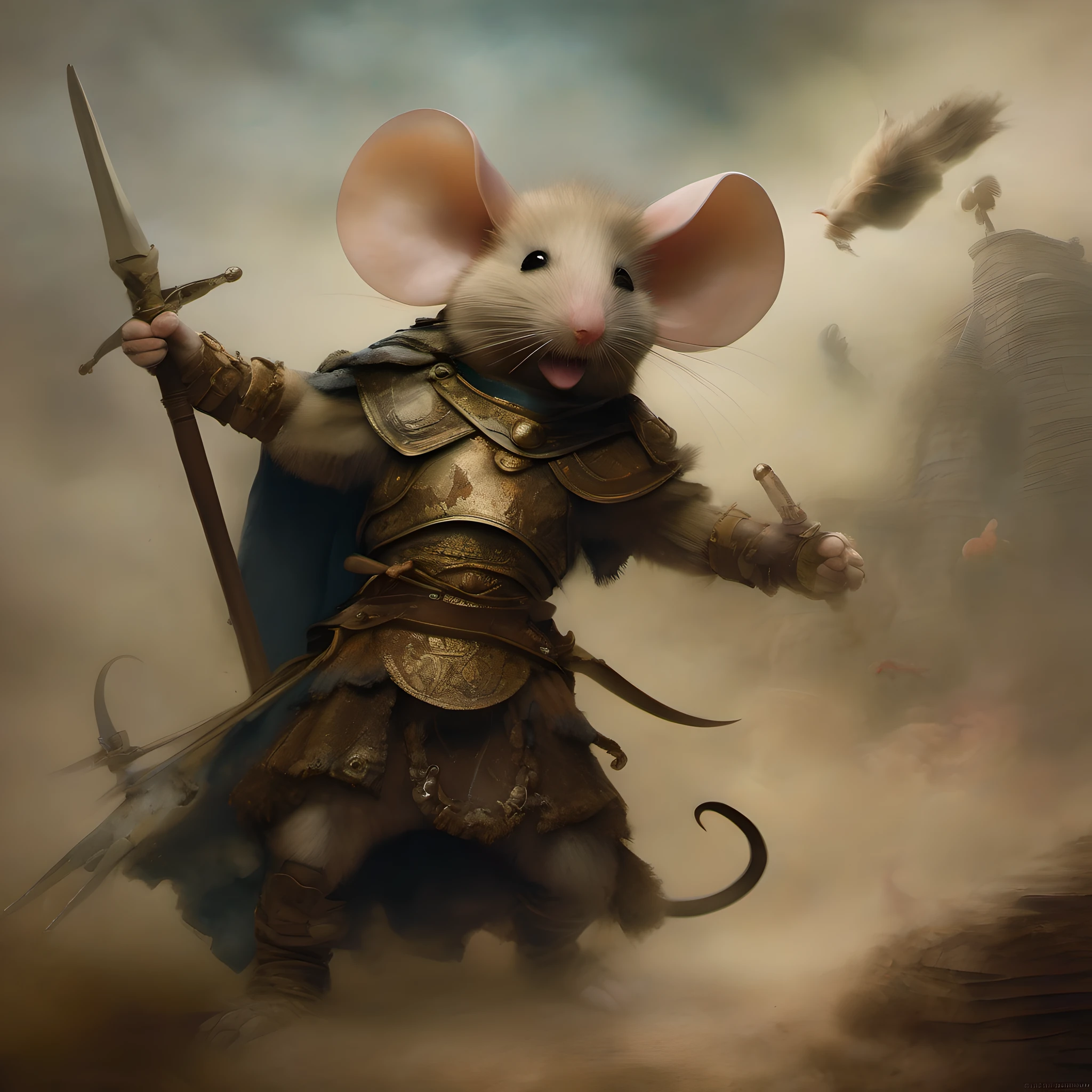 Gladiator mouse, style of Kim Keever