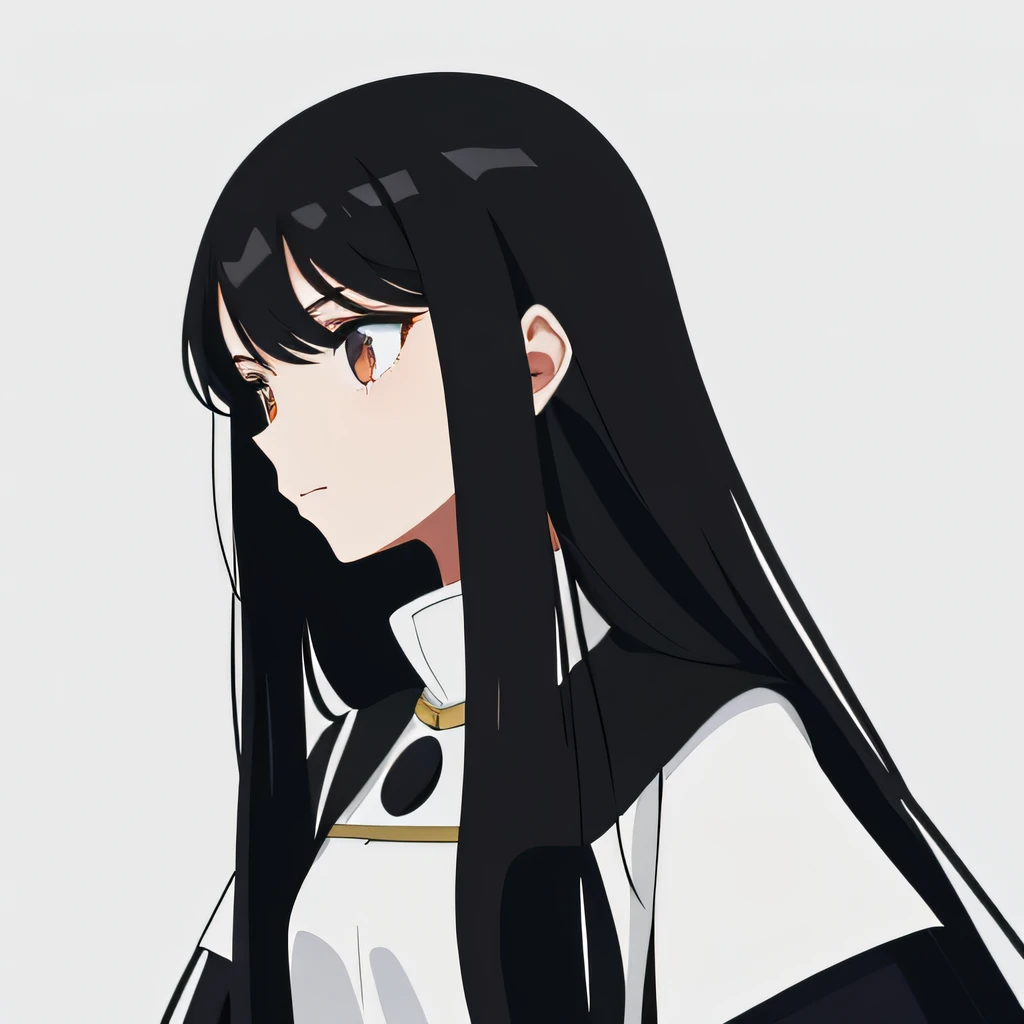 Portrait, 1 girl, Small breast, Long black hair, wears a white dress, Style medieval ladies anime