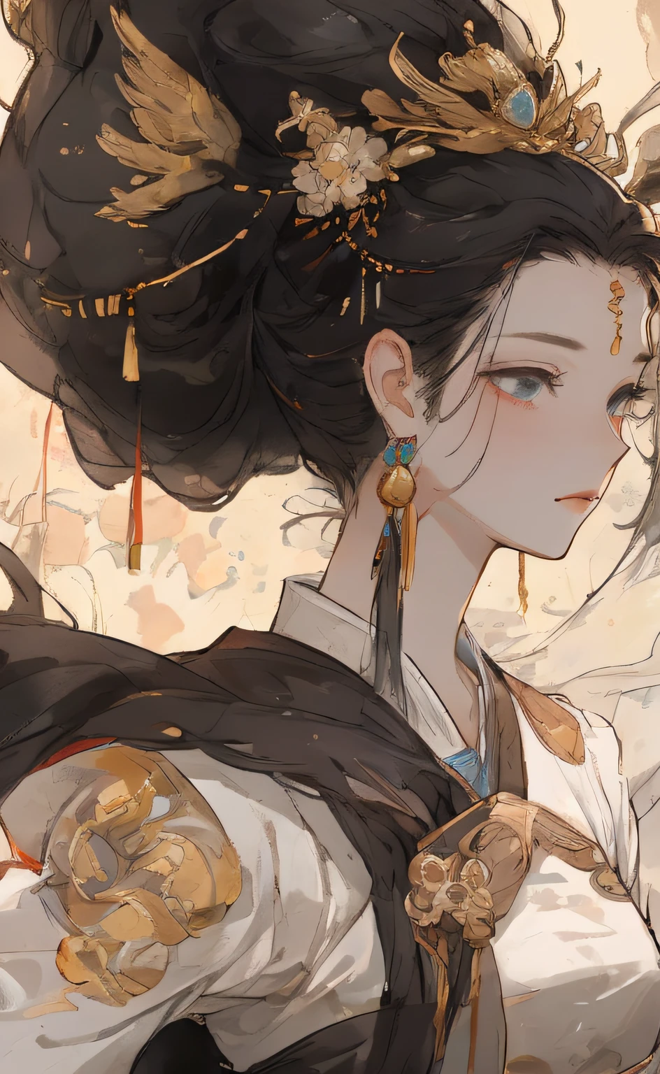 one-girl， Ancient Chinese clothing， full bodyesbian， rays of sunshine， Clear face， Clean white background， tmasterpiece， super detailing， Epic composition， hyper HD， high qulity， extremely detaile， offcial art， Uniform 8k wallpaper， super detailing， 32k，Do not show your hands