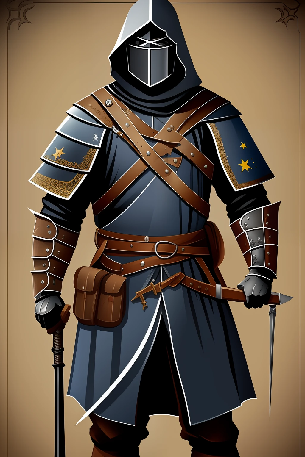 Alto contraste, desenhos de linha limpa, desenho animado, MEDIEVAL SOLDIER WITH SPEAR IN HAND, EUROPEU, steel clothing