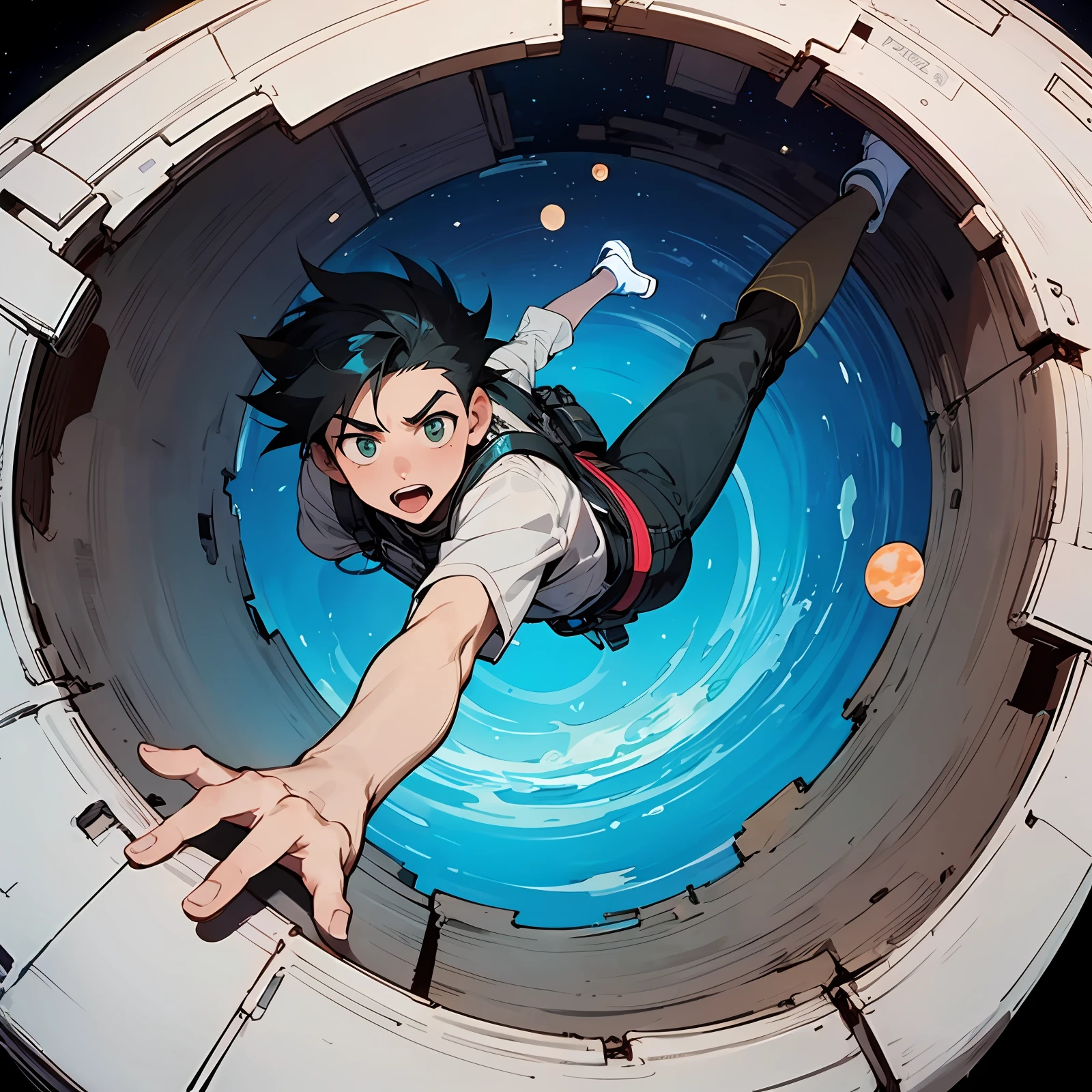 20 year old boy falls into a balck hole in space