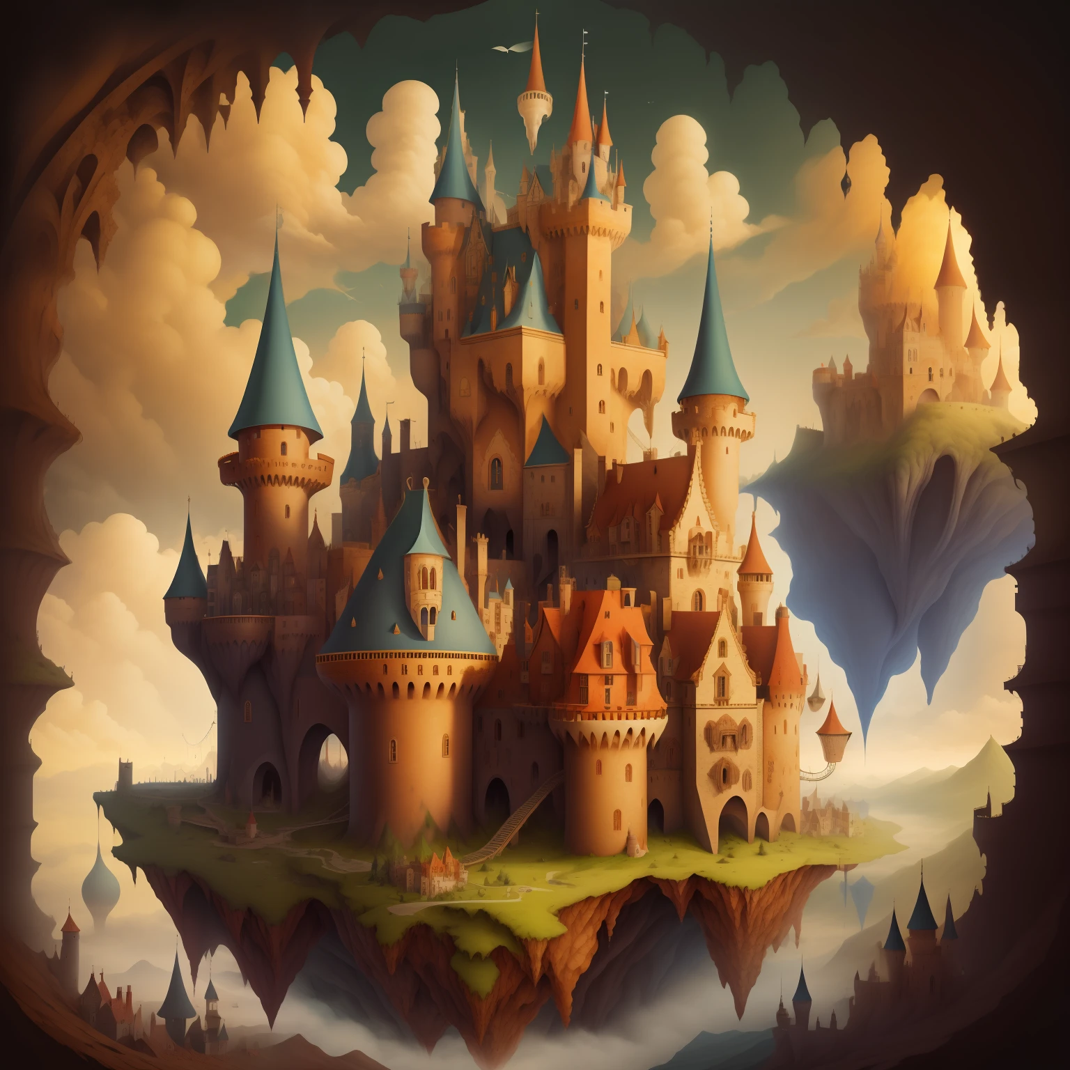 StackedCityAI castle , illustration