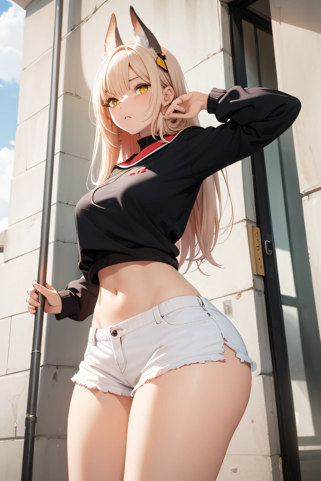 , seios grandes, yellow eyes, student clothes