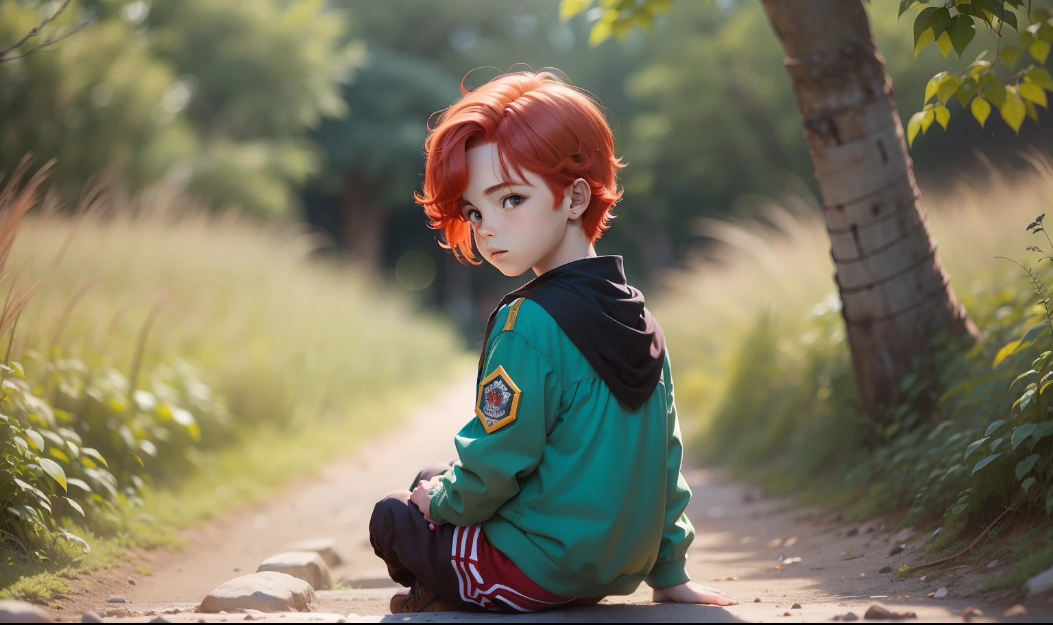 (red hair:1.2), ((bonito)), (((meninobelo vermelho, lindo Cabelo vermelho, reluzente, lindo Cabelo vermelho, linda roupa de rei, menino, garofo garoto. Menino boy kid menoto de eu menintindo roupas de rei