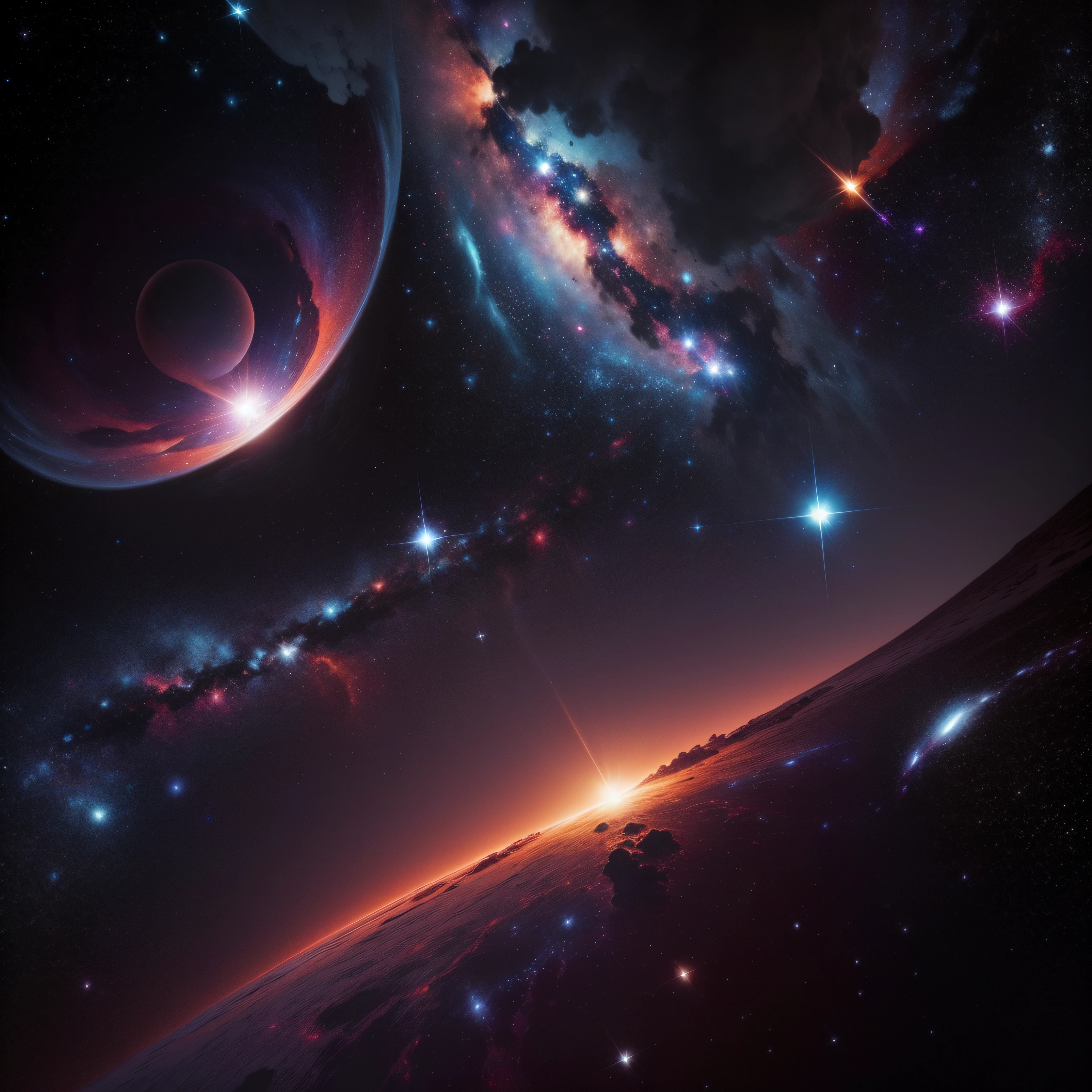 A deep space image, galaxies, nebulas, pefect detailing, amazing space, full of stars,