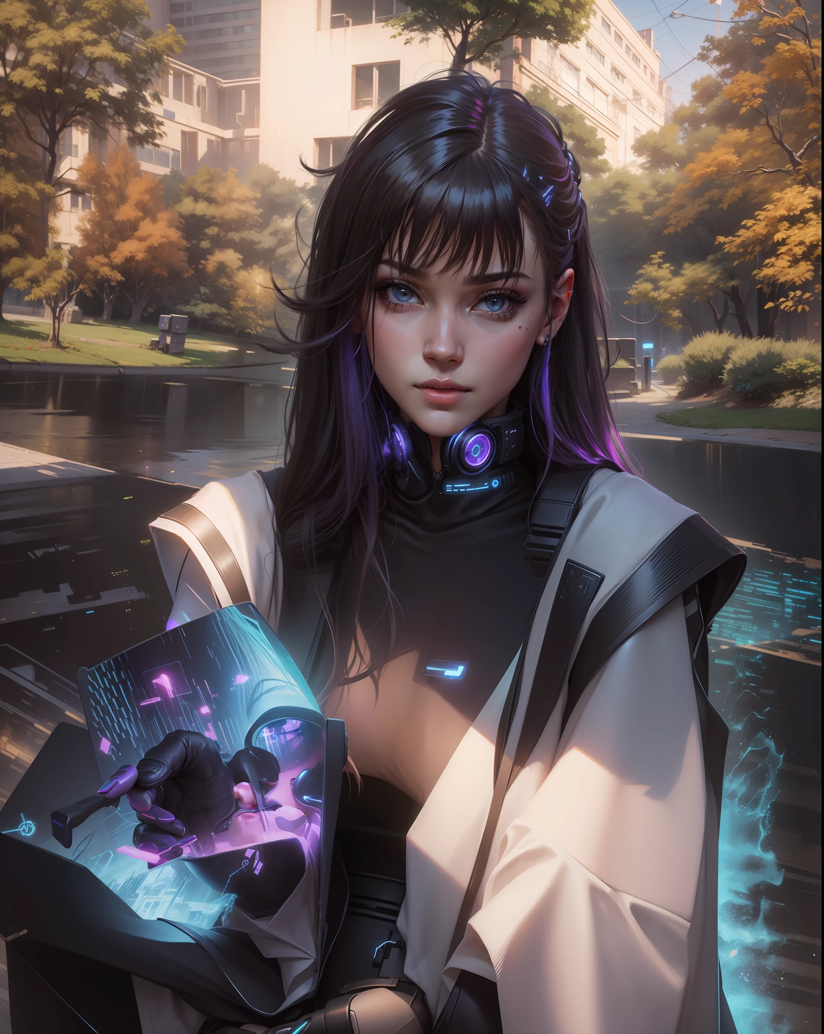 Change background cyberpunk beautiful girl,realistic face,8k,ultra realistic,