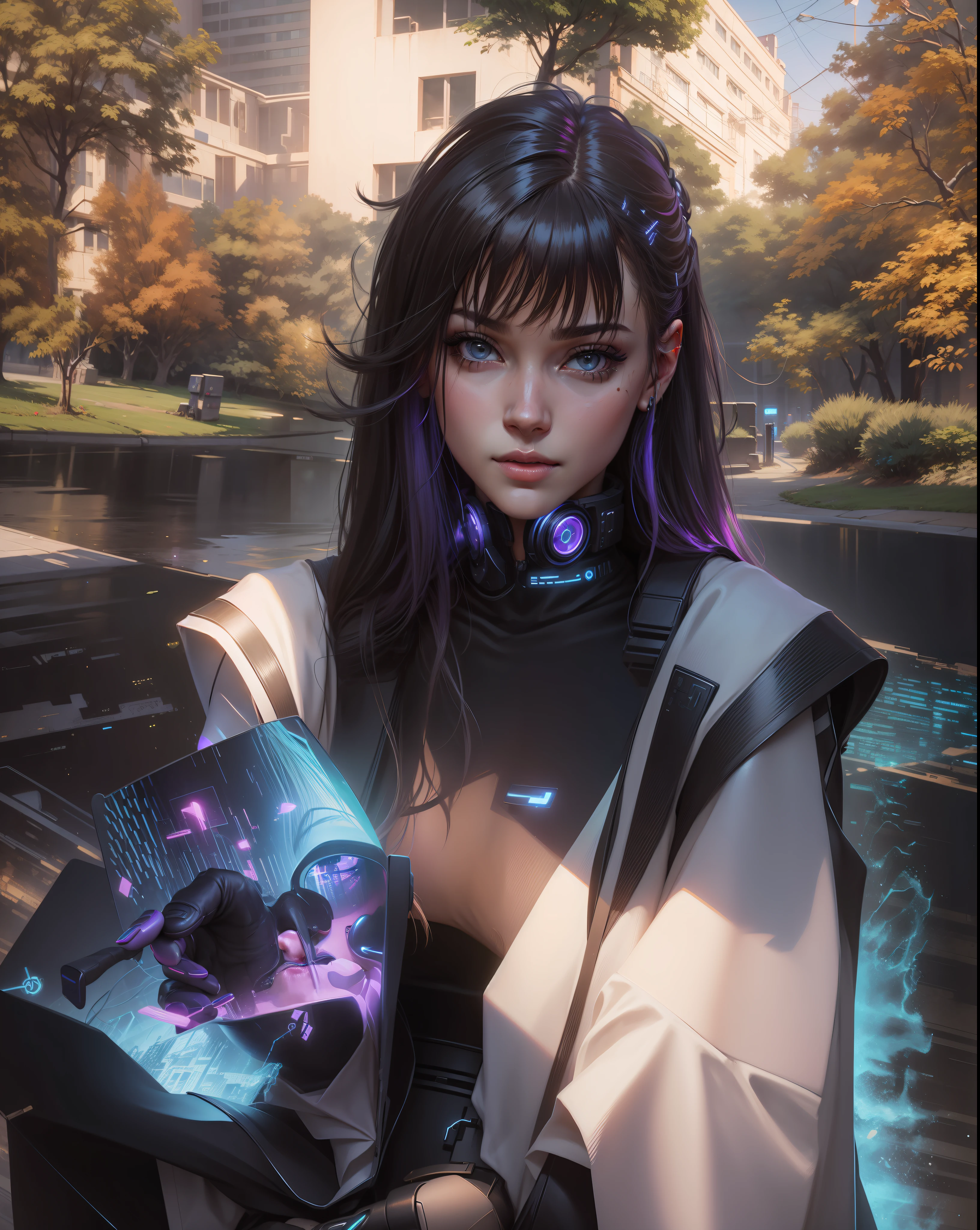 Change background cyberpunk beautiful girl,realistic face,8k,ultra realistic,