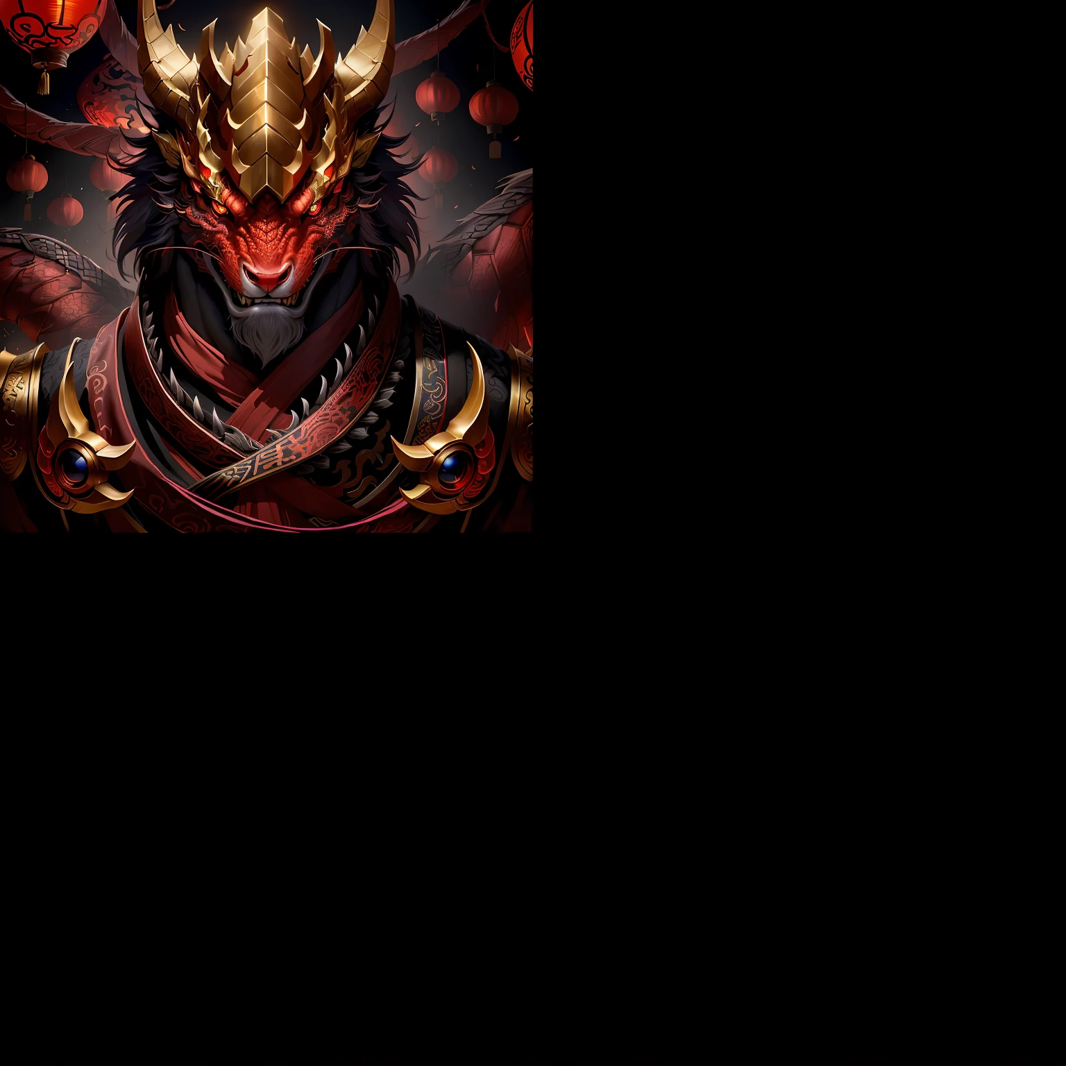 Golden dragon on a black background