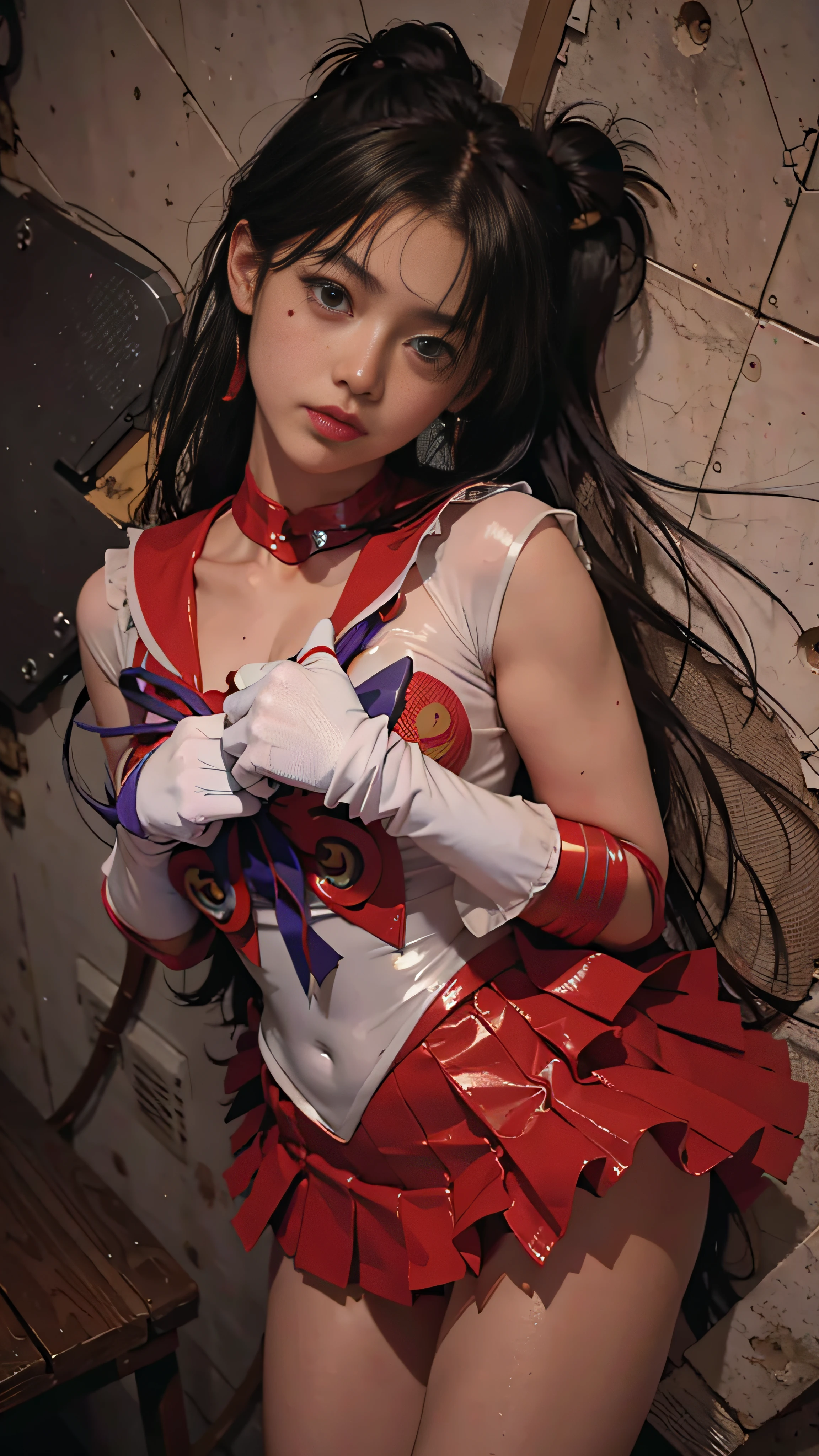 Allalin in sailor suit posing for photo, Yoko Matsugane(I don't know about the fire dance), by Sailor Moon, wearing atsuko kudo latex outfit, rei hino as a princess, Ayami Kojima Amano, live action scene, still from live action movieumi, Some tentacles are touching her, Ayaka Cosplay