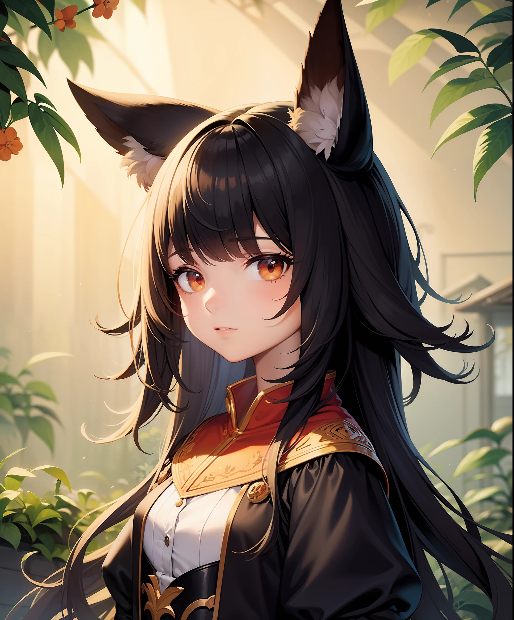 (masterpiece:1.0), (highest quality:1.12), (HDR:1.0), 1girl, solo, flat colors, colorful, animal ear fluff, solo, plants, (coral), gradient background, smooth lighting, (splash art:0.8), portrait, (upper body:0.85), (random:1.4)