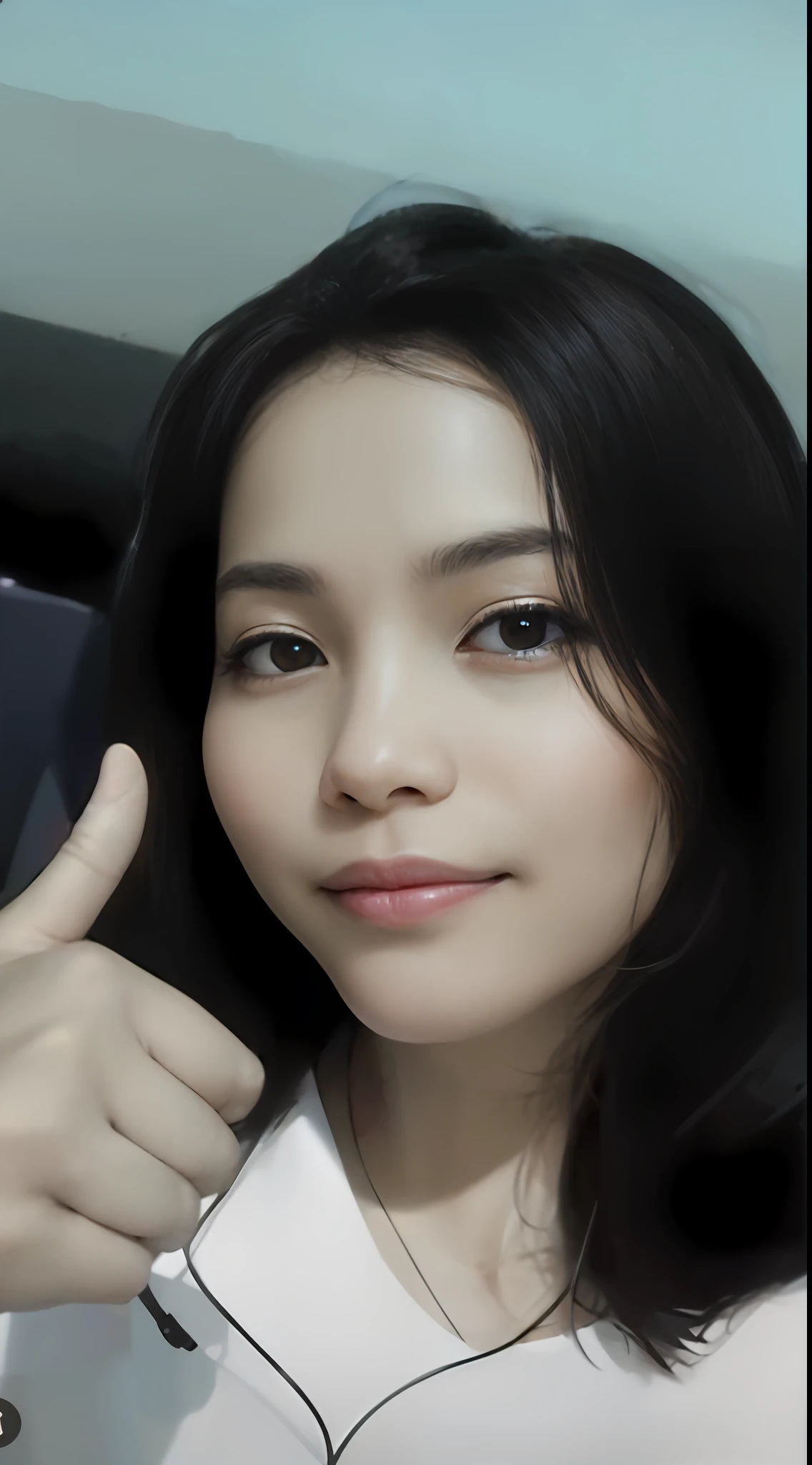 there is a woman that is giving a thumbs up sign, dang my linh, nivanh chanthara, 3 0 years old woman, 30 years old woman, with kind face, real ungine, 2 7 years old, 18 years old, thawan duchanee, with accurate face, without makeup, south east asian with round face