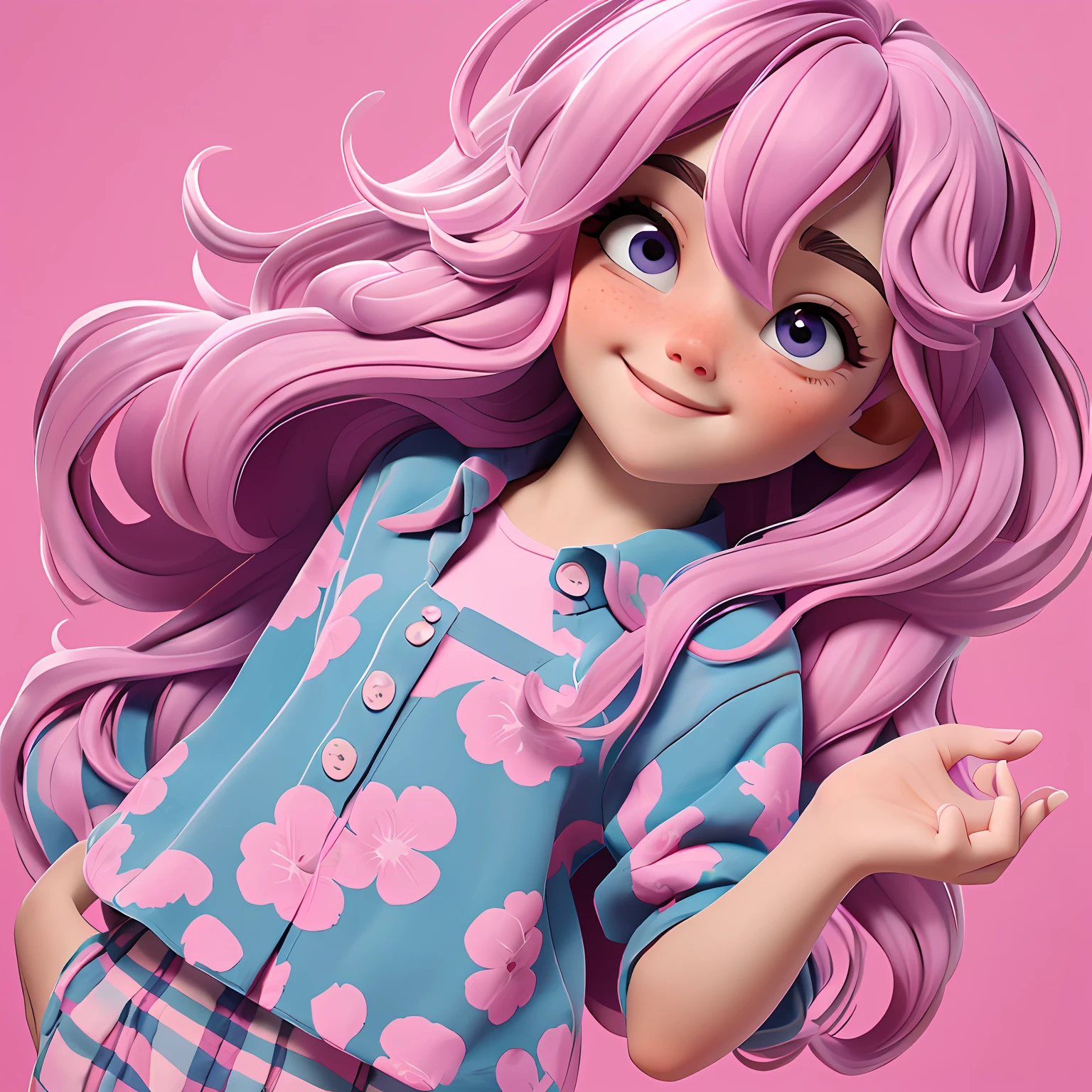 um meniur hair is stuck, pavor, multicolorido, roupas leves, corpo inteiro, The background is filled with a pastel shade, evoking a sense of lightness and happiness.