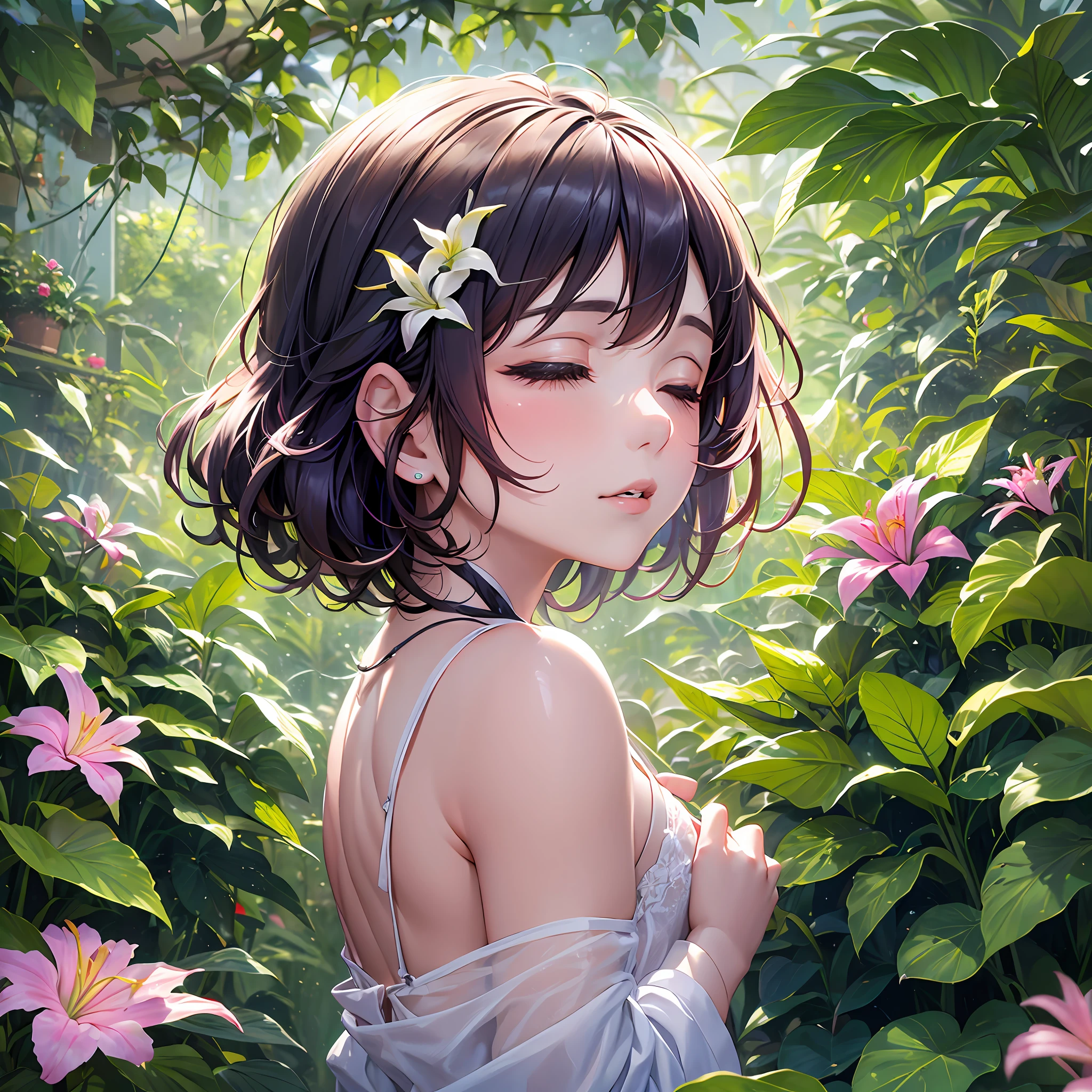 Amidst the serene beauty of a botanical garden, a -yeld ginamed Lily embraced an enchanting day in the heart of winter. With her eyes wide with wonder and her cheeks flushed with the cold, Lily's allure mirrored the excitement and awe that filled her spirit.
As she stepped into the garden's greenhouse dome, she was greeted by a symphony of vibrant colors and lush greenery that defied the frosty season outside. The warmth of the greenhouse embraced her like a loving hug, filling her with a sense of comfort and wonder.
Within the dome, exotic flowers bloomed in a kaleidoscope of hues, and towering tropical trees spread their branches like a protective canopy. The air was thick with the scent of nature, an intoxicating blend of flowers and earth that filled Lily's senses.
She explored each corner of the greenhouse, marveling at the diversity of plant life that thrived in this winter sanctuary. Each leaf and blossom seemed to whisper tales of far-off lands, a captivating tale of life's resilience and beauty.
In the heart of the greenhouse, Lily found herself captivated by an orchid garden, where delicate petals danced like ethereal butterflies. She lost herself in their intricate beauty, the fragility of their appearance contrasting with their inner strength.
As she wandered deeper into the greenhouse, she encountered a serene pond surrounded by a variety of cacti and succulents. The cool, still water reflected the shimmering winter light, creating a tranquil oasis that beckoned her to pause and reflect.
Amidst the foliage, Lily discovered a secluded bench where she sat, feeling a sense of serenity envelop her. The world outside seemed to fade away, leaving her alone with the beauty of the botanical garden and the company of her thoughts.
In the distance, a soft melody of birdsong added to the magic of the moment. Lily closed her eyes, allowing the symphony of nature to fill her soul, embracing the peace and joy only the botanical garden could offer.