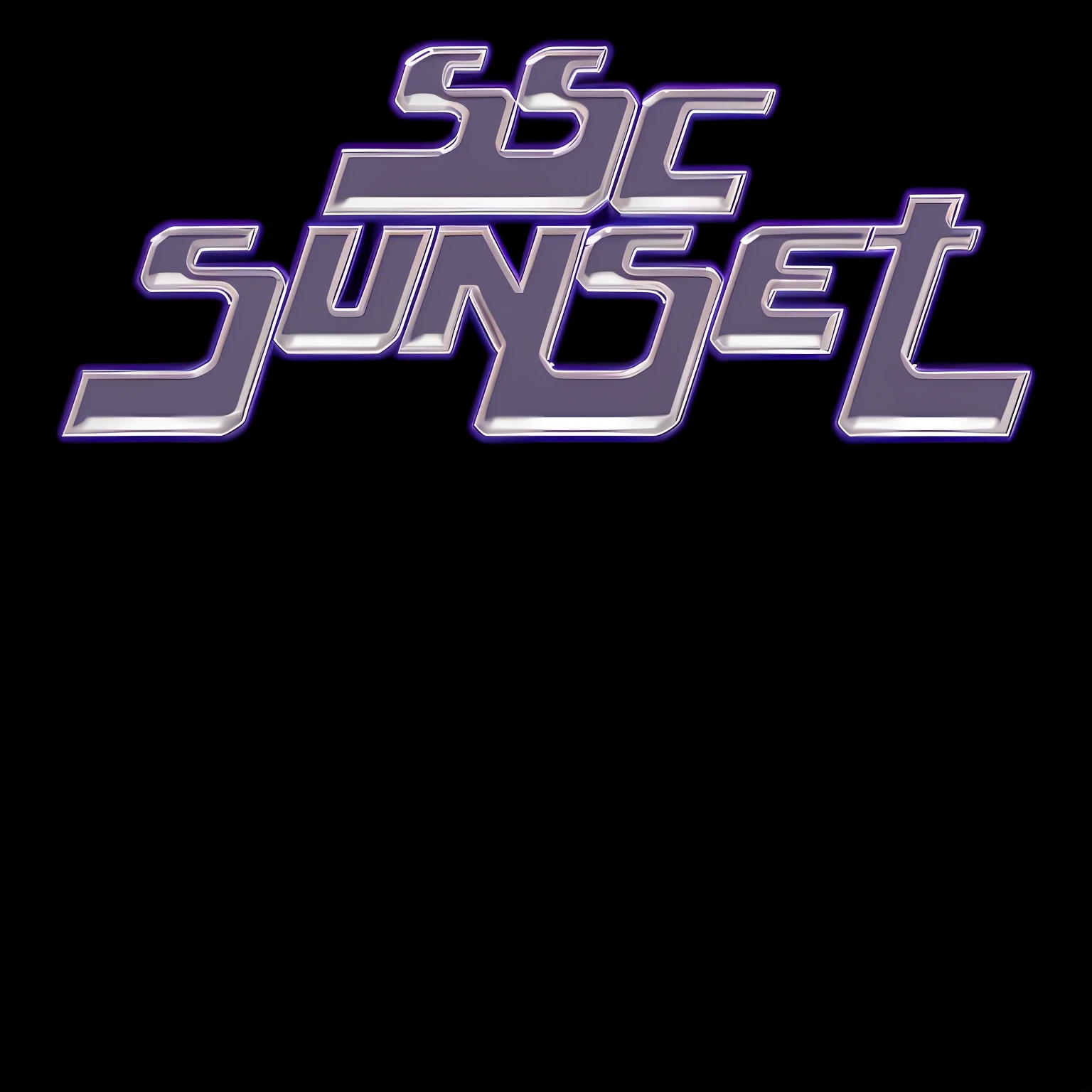 Close up on black background with purple and white logo, sunset sinrise, ((Sunset)), the sunset, SSCI-FI, SSCI - FI, ssci - fi and fantasy, ssci-fi and fantasy, Sunset South, Sunset background, Sun sunset, Sunset Beach, sunsetting color, Sunset!!!, cinematic sunset