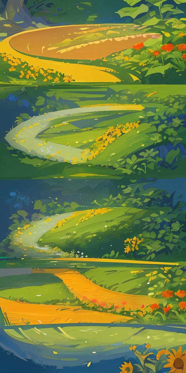 masterpiece、top-quality、(the Extremely Detailed CG Unity 8K Wallpapers)(top-quality)、(The best illustrations)、(Best Shadows) Nature'、blue sea、Delicate leaf petals fall into the air rays Tracking、Ultra Details Theme centered around plants, featuring a main color of leaf green, secondary color of plant green, and an ethnic orange background color. Style is set to be natural, botanical, and minimal. Shapes to include leaves, flowers, and sunflowers, while textures incorporate leaf-like texture and silky flower petals. Lines should evoke the imagery of curved leaves and flowing stems. Additionally, imagine a symmetrical arrangement of flowers. --v6