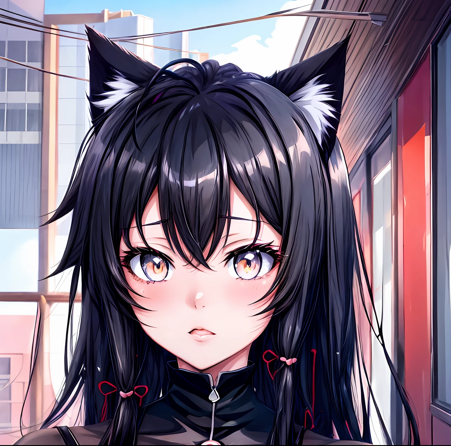 anime girl with black hair and cat ears with red eyes, cute anime catgirl, anime catgirl, anime girl with cat ears, beautiful anime catgirl, anime moe artstyle, girl with cat ears, anime cat, very beautiful anime cat girl, very beautiful cute catgirl, catgirl, (anime girl), in an anime style, in anime style