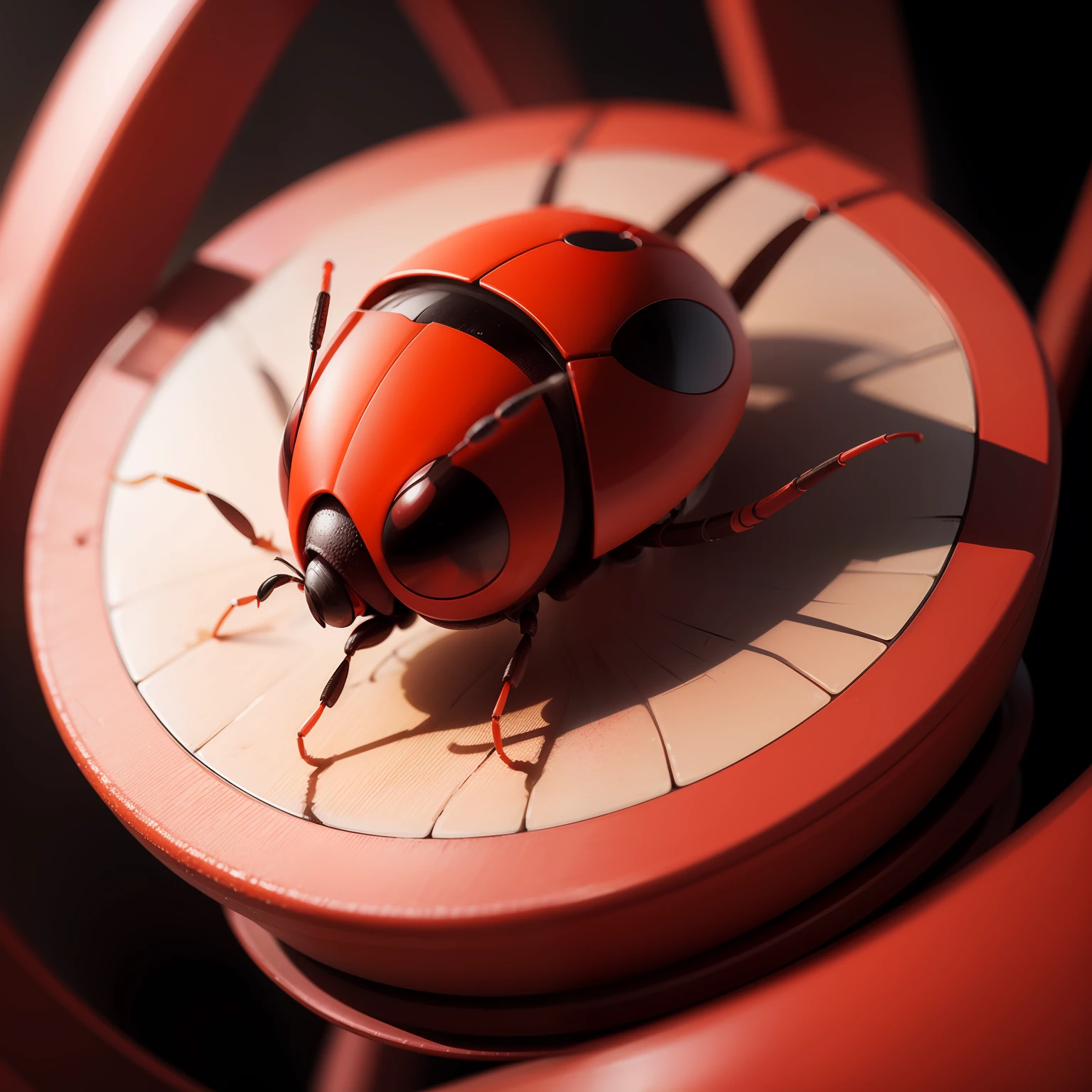 Create bug image. Red round bug.