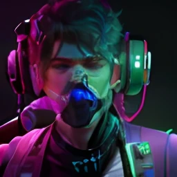 there is a man wearing headphones and a headset, with head phones, twitch streamer / gamer ludwig, with headphones, wearing a gaming headset, taken in the early 2020s, riyahd cassiem, wearing gaming headset, tony khan wearing a headset, jayison devadas, twitch streamer, halfbody headshot, Chane background cyberpunk handosme boy realistic face, 8k ultra realstic