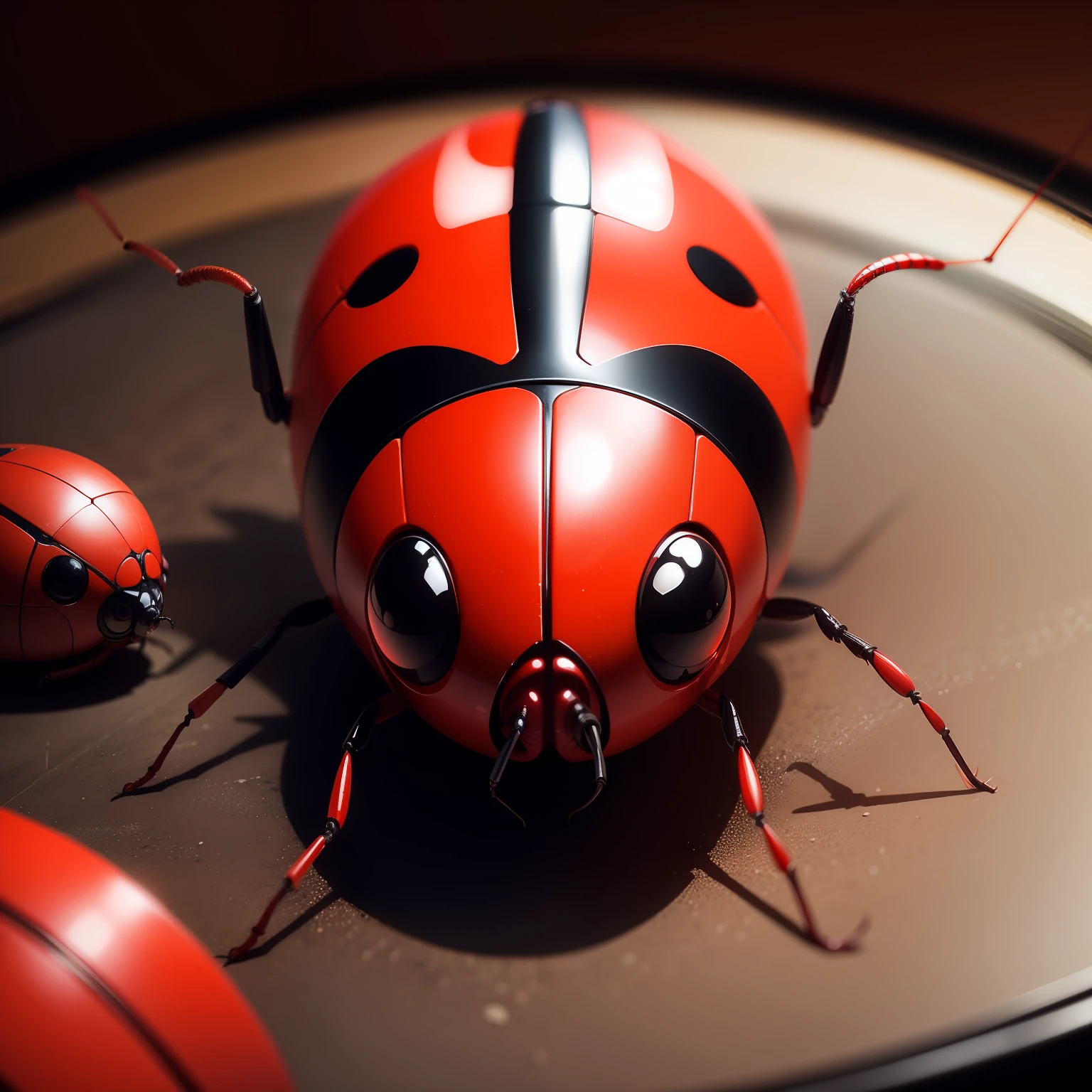 Create bug image. Red round bug.