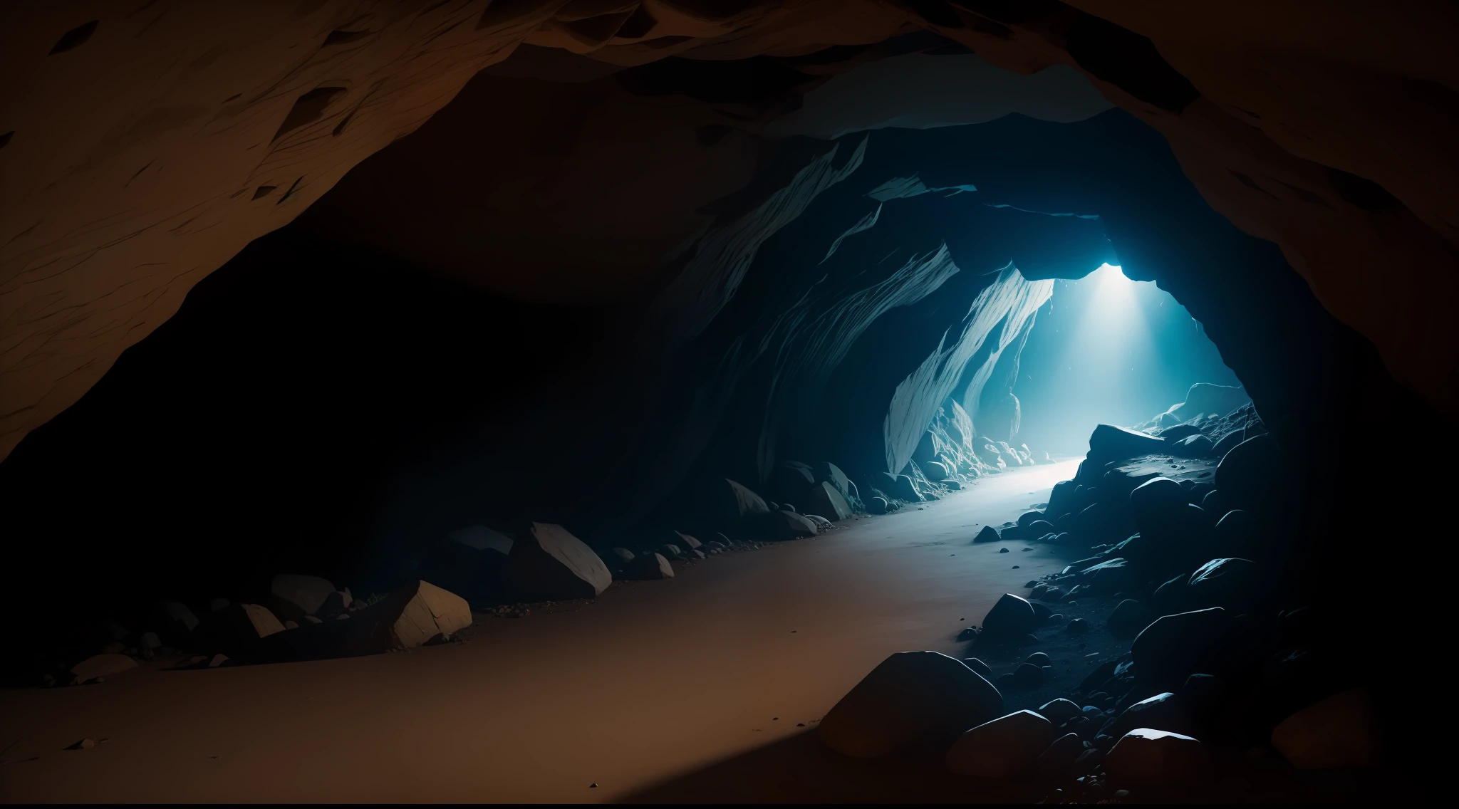 underground cave, a dim magic light